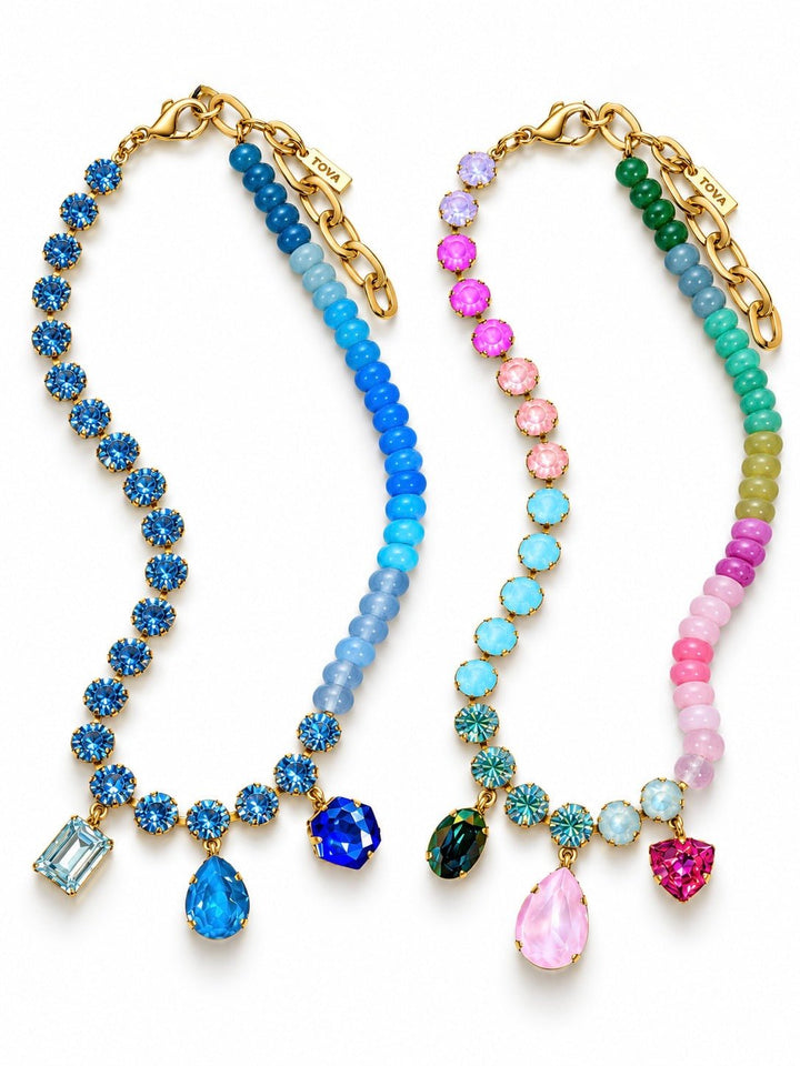 TOVA Glitterbelle Beaded Crystal Pendant Necklace - Freckled Poppy