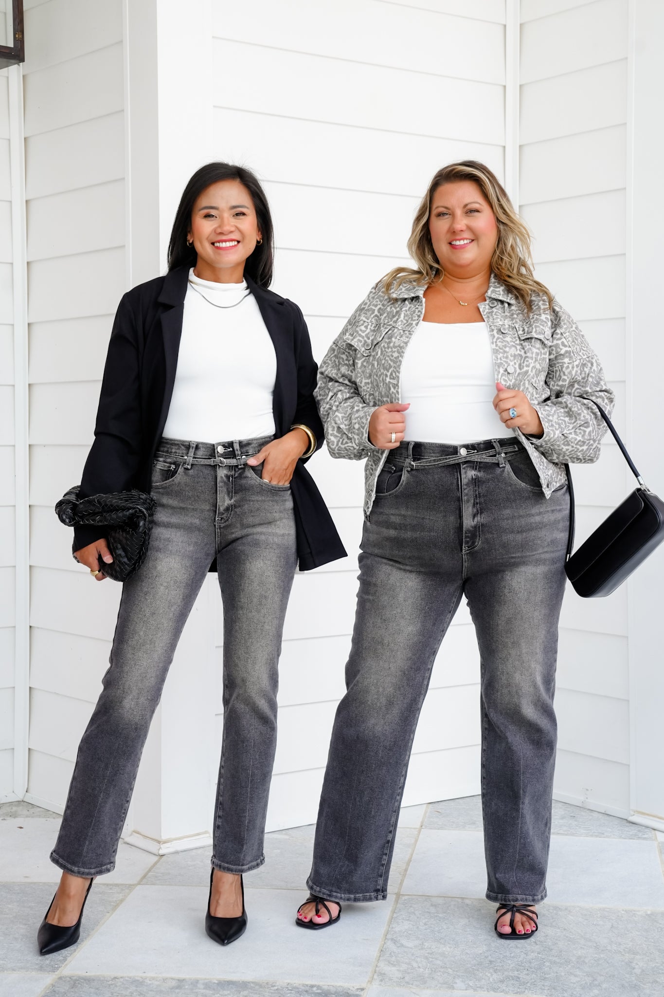 Saige High Rise Gray Tummy Control Relaxed Straight Leg Jeans with Belt