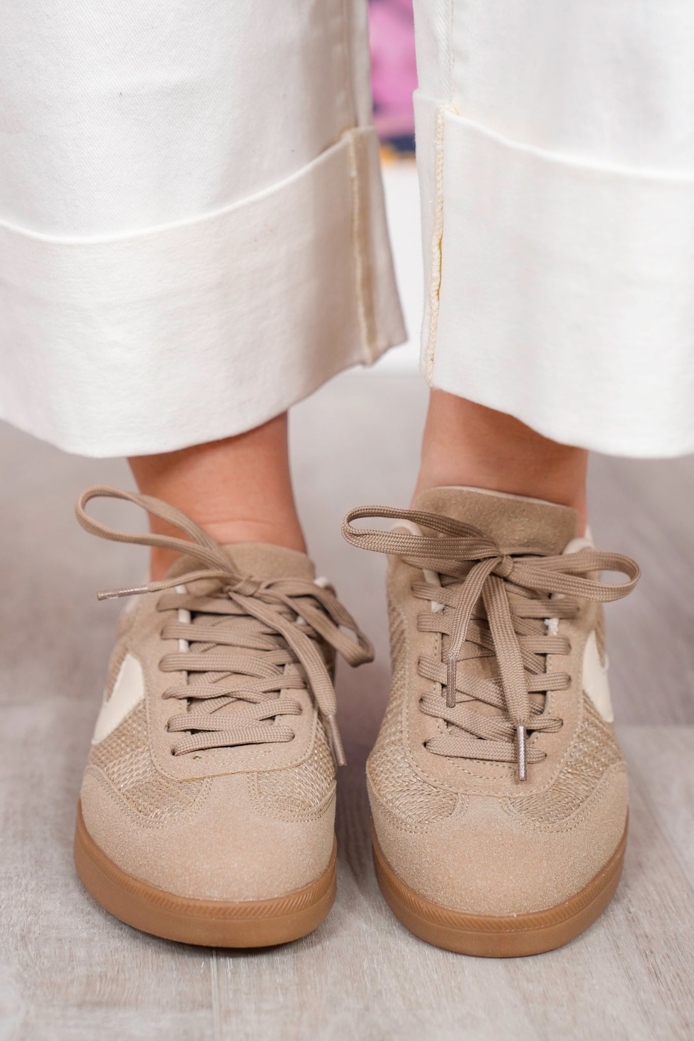 Raffia Lace Up Sneakers