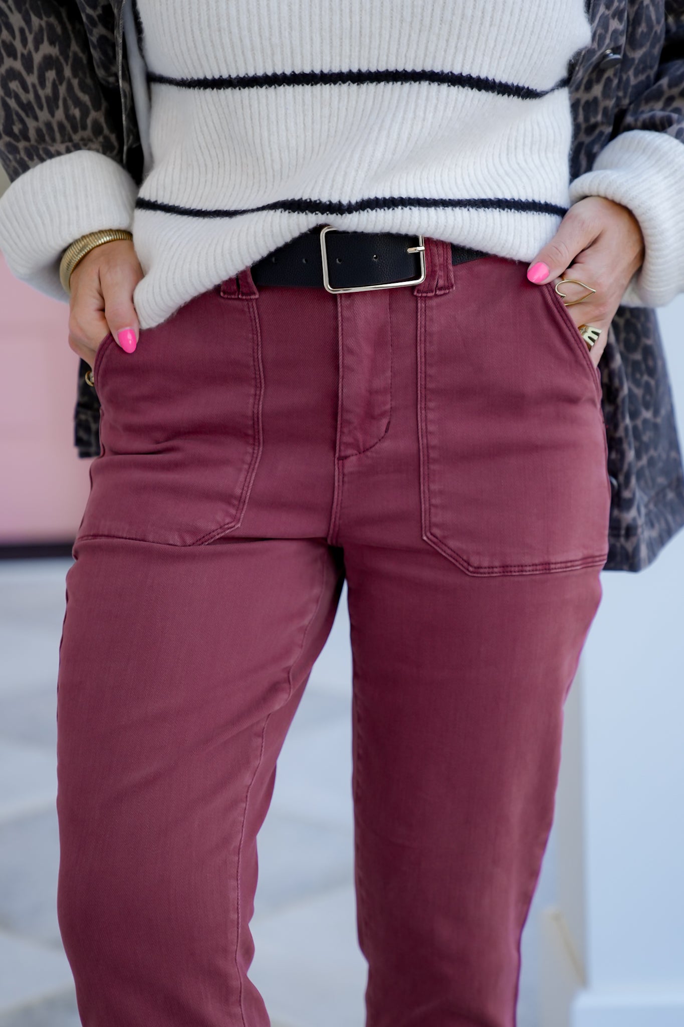 Judy Blue High Rise Burgundy Cuffed Jeans