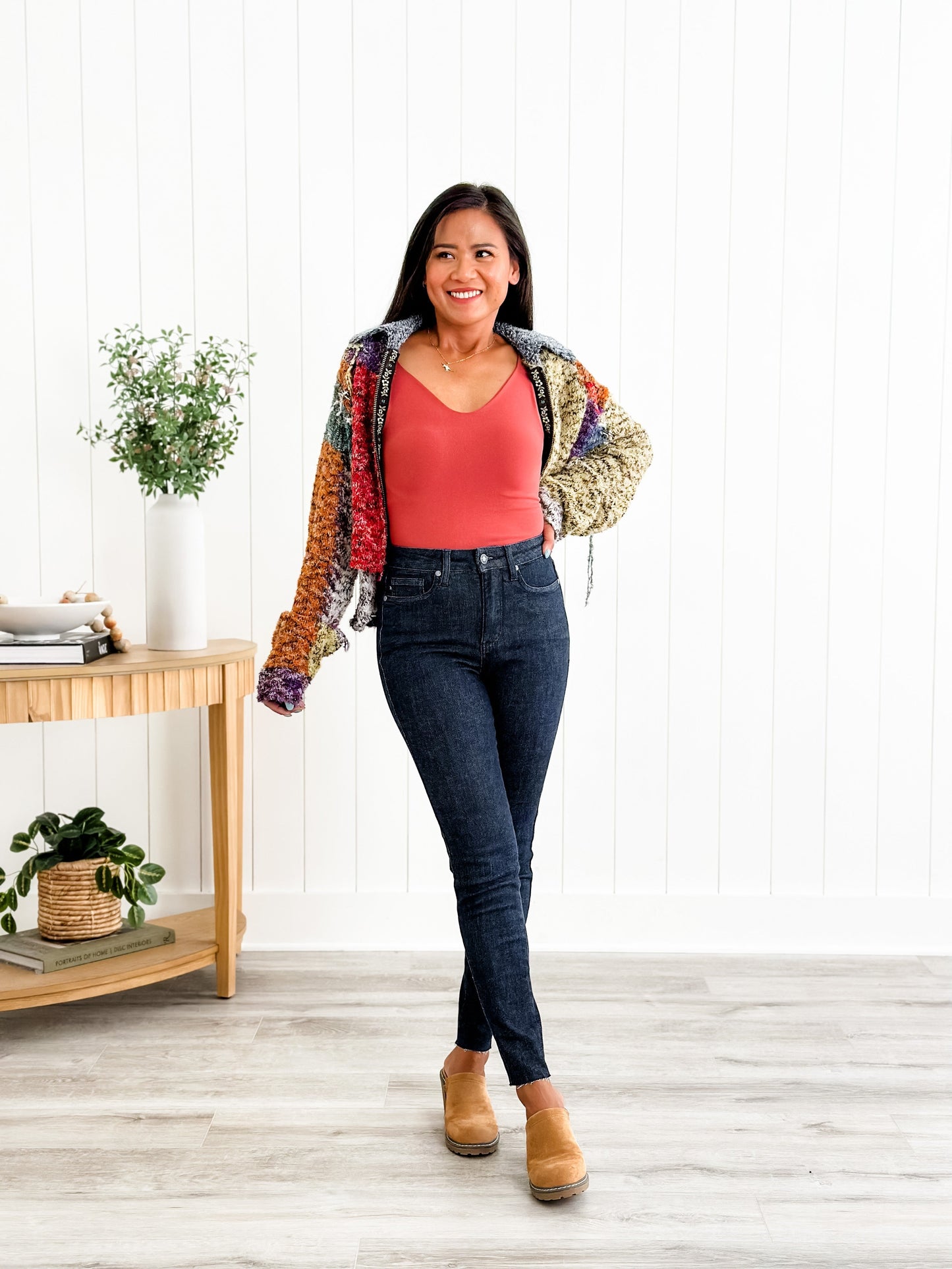Judy Blue Starry Night High Rise Dark Wash Tummy Control Top Raw Hem Jeans