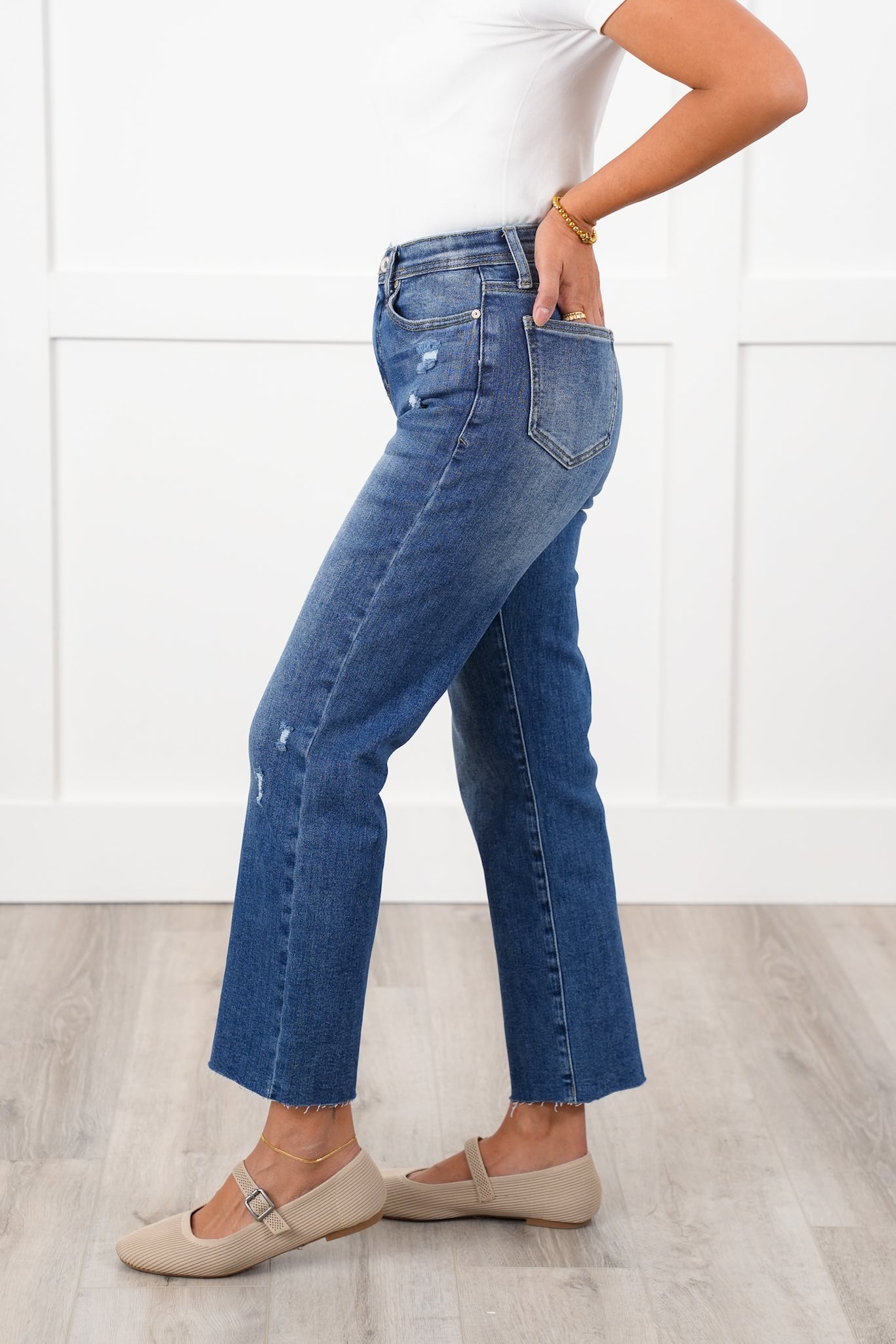 Special A High Rise Dark Wash Tummy Control Dad Jeans