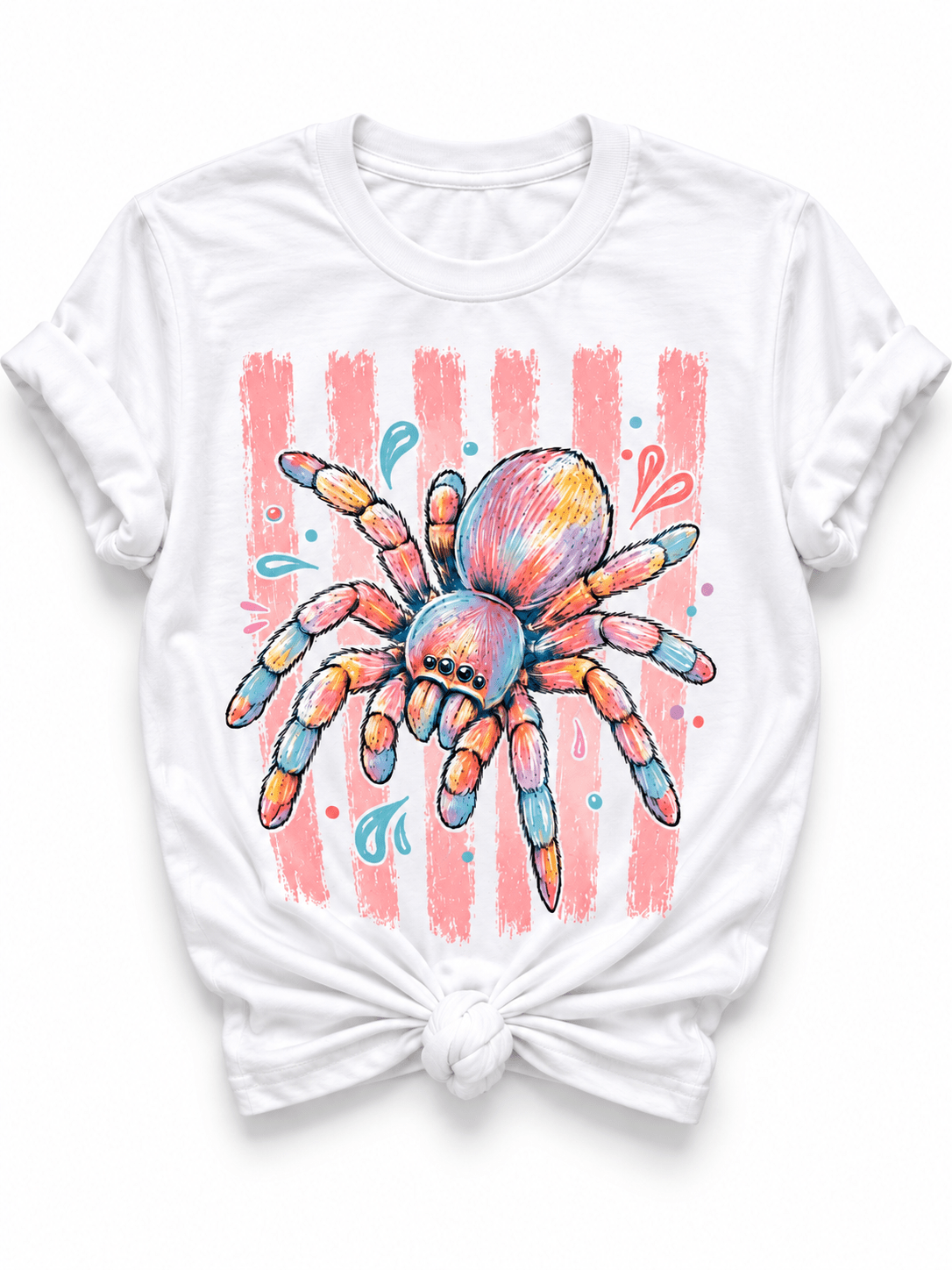 Plus/Reg Short Sleeve Pastel Tarantula Graphic Tee - Freckled Poppy