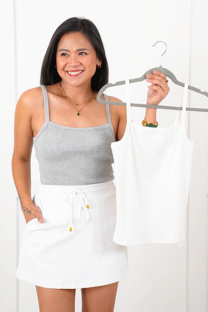 Ribbed Knit Square Neck Tank Top