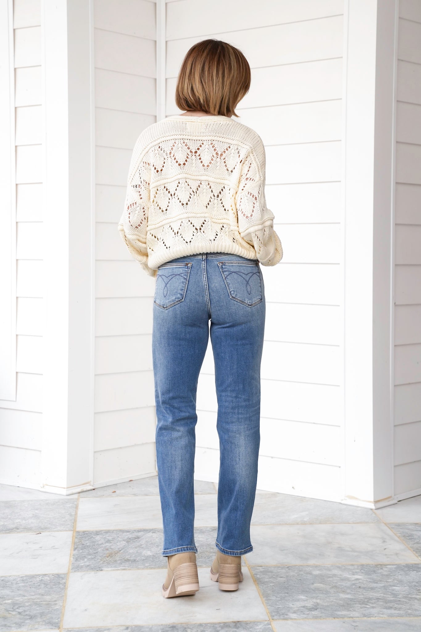 Judy Blue High Rise Medium Vintage Wash Thermal Straight Leg Jeans
