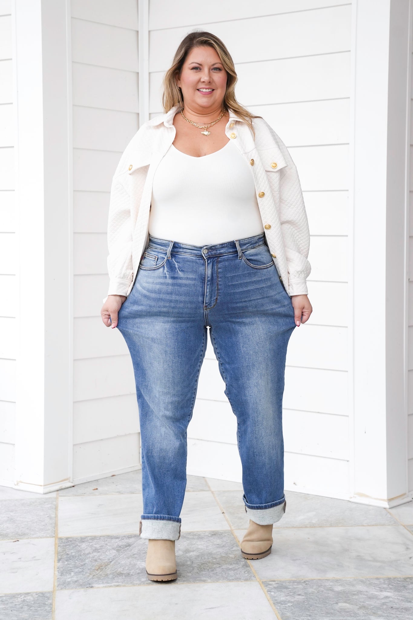 Judy Blue High Rise Medium Vintage Wash Thermal Straight Leg Jeans