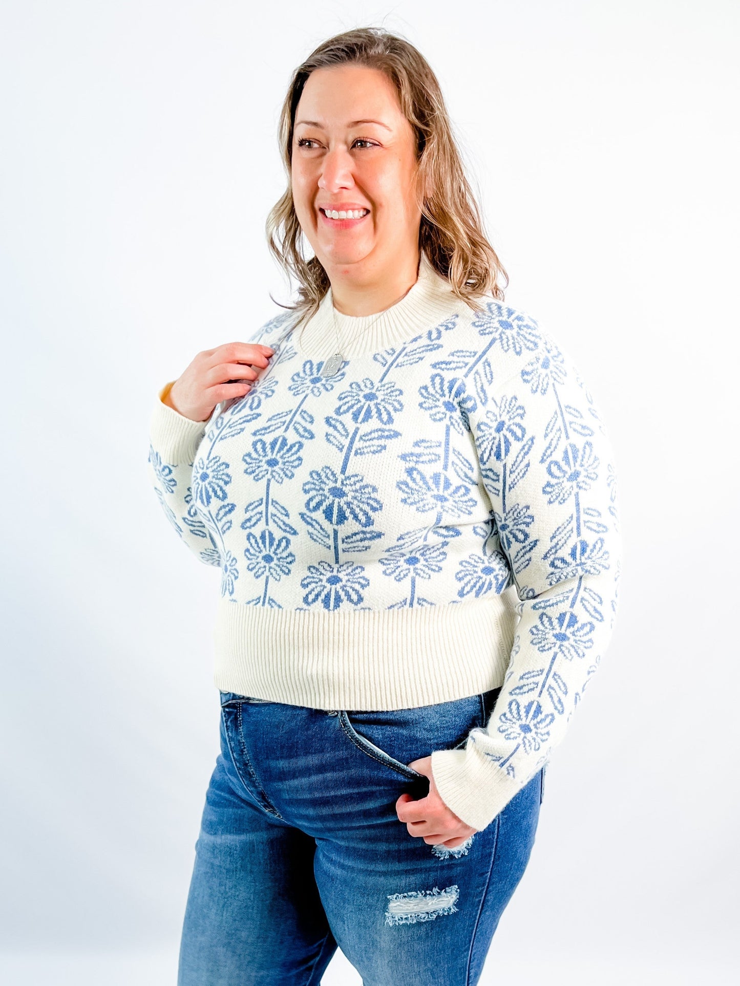 Restock! New Colors! Floral Print Long Sleeve Pullover Sweater (Multiple Colors)