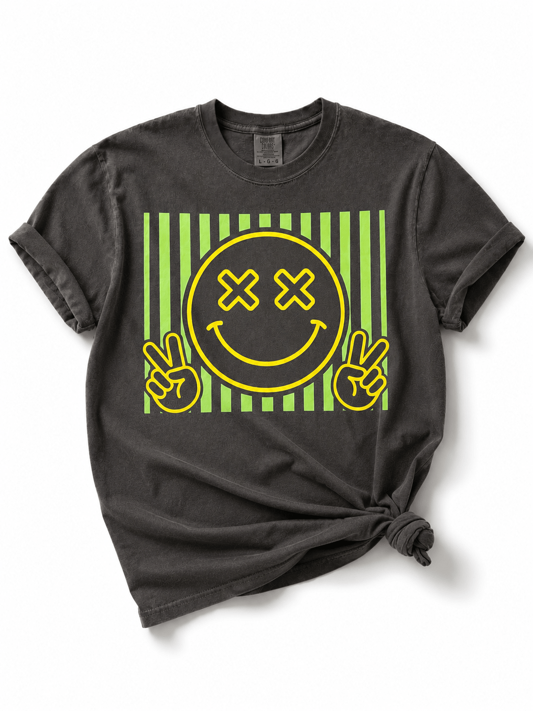 Plus/Reg Short Sleeve "Peace Smiley X Face" Graphic Tee - Freckled Poppy