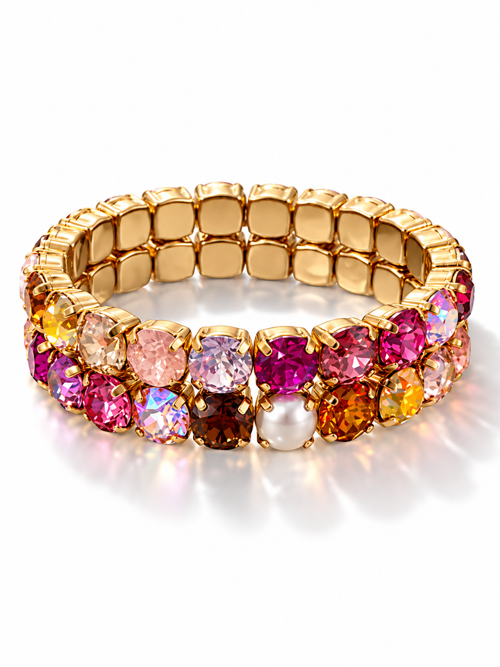 TOVA FP Launch Olivia 2 Strand Stretch Bracelet In Pink Chocolate Mix