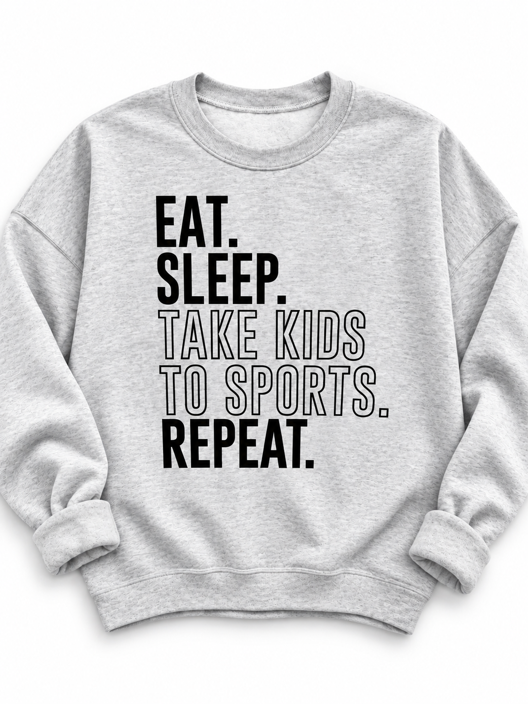 Plus/Reg Long Sleeve "Eat Sleep Sports Repeat" Graphic Sweatshirt