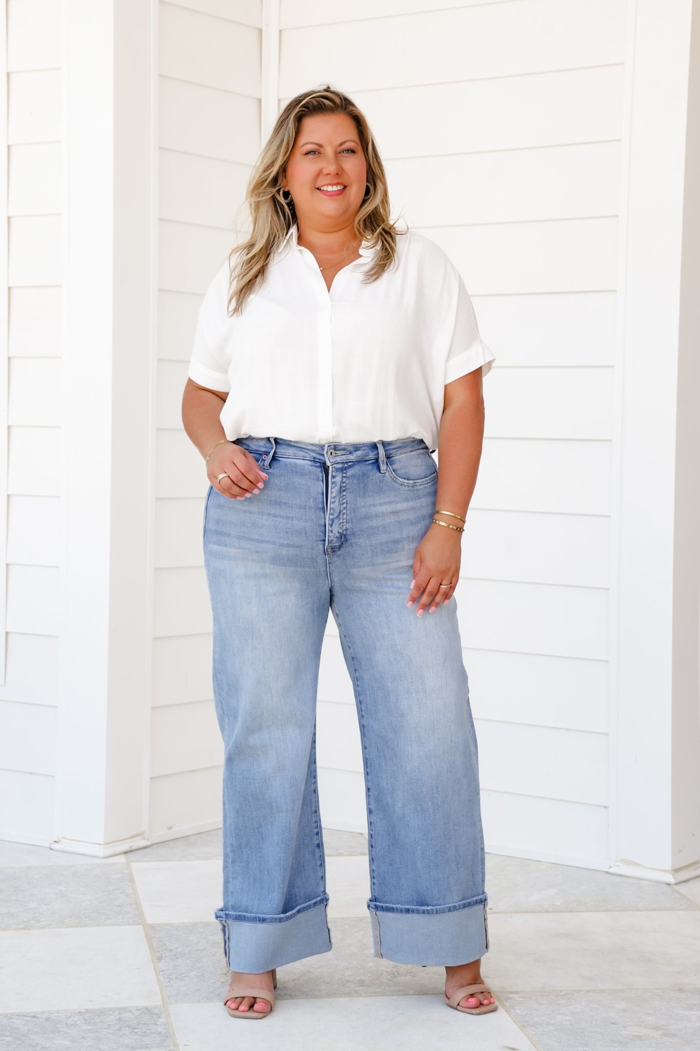 Mica The Sweet Spot High Rise Light Wash Wide Leg Jeans