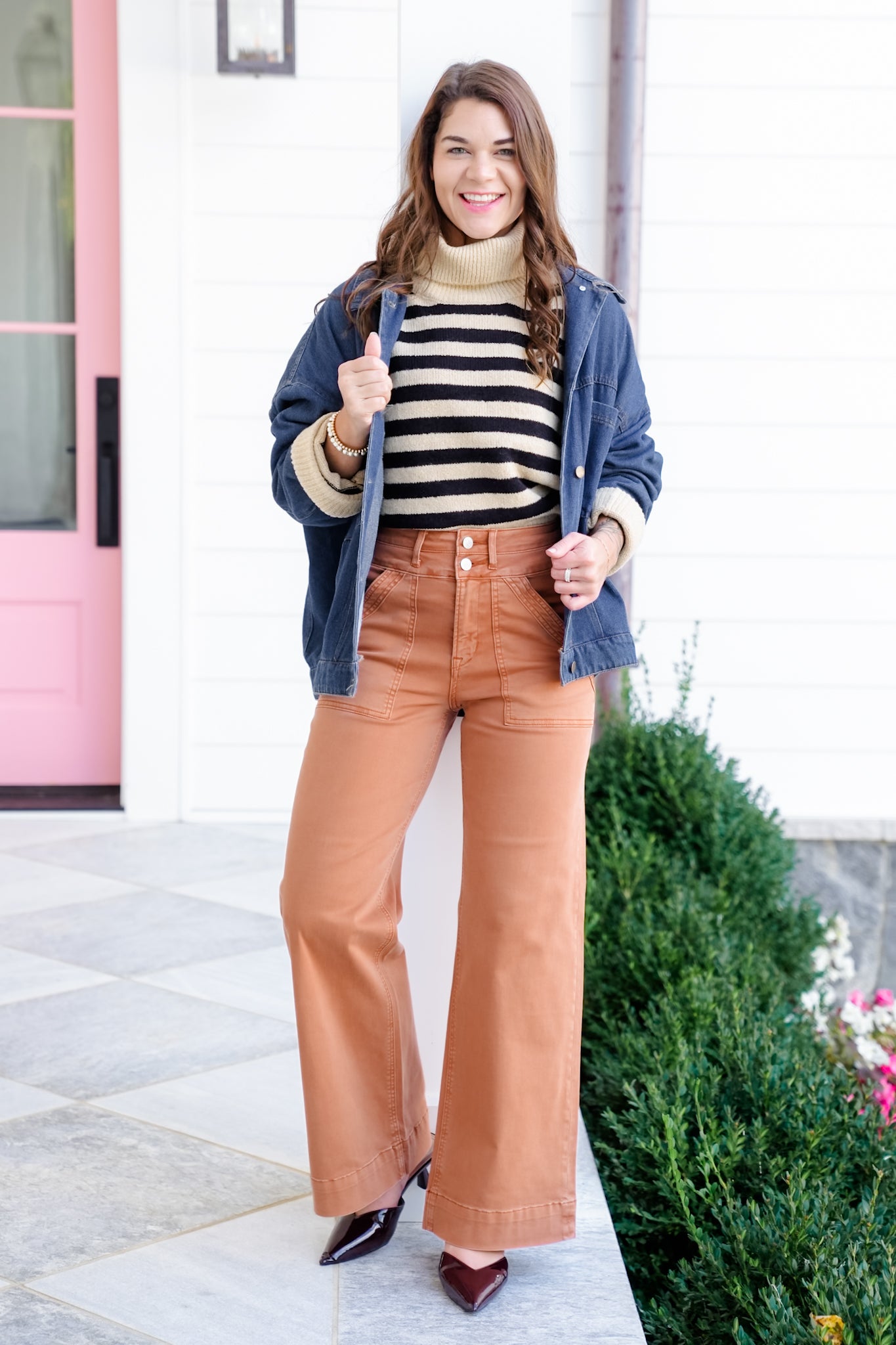 Mica High Rise Rust Double Waistband Wide Leg Jeans