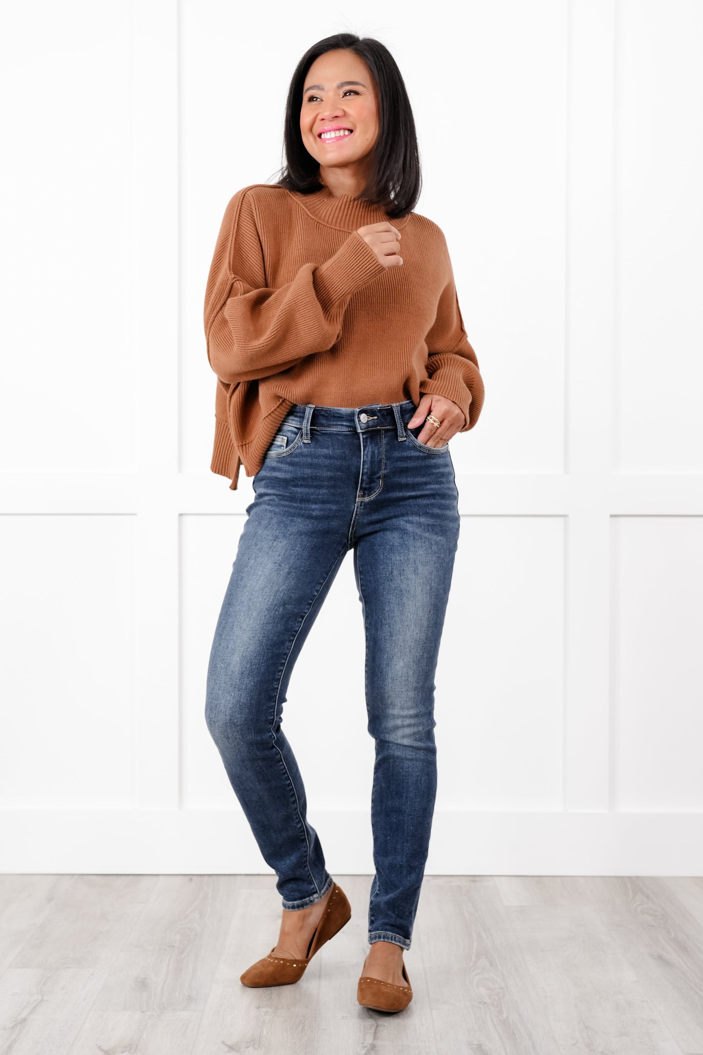 Judy Blue Vail Mid Rise Dark Wash Thermal Skinny Jeans
