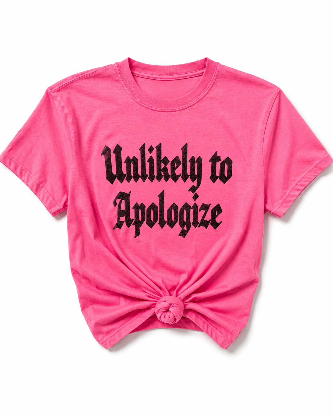 Plus/Reg Short Sleeve "Unlikely To Apologize" Graphic Tee