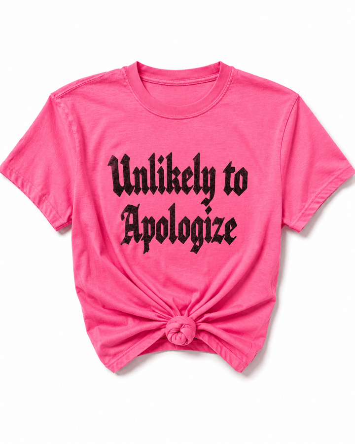 Plus/Reg Short Sleeve "Unlikely To Apologize" Graphic Tee - Freckled Poppy