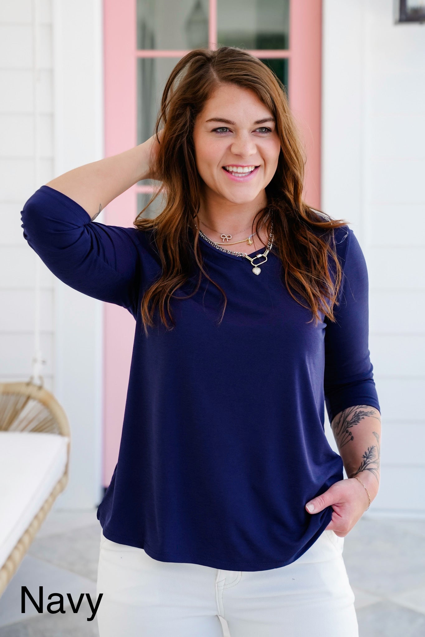 Door Buster! Plus/Reg Solid 3/4 Sleeve V Neck Blouse Top