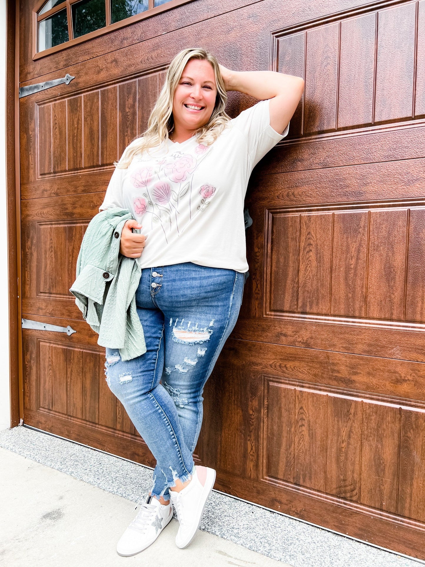 Judy Blue Wish Upon a Star Medium Wash Distressed Skinny Button Fly Jeans