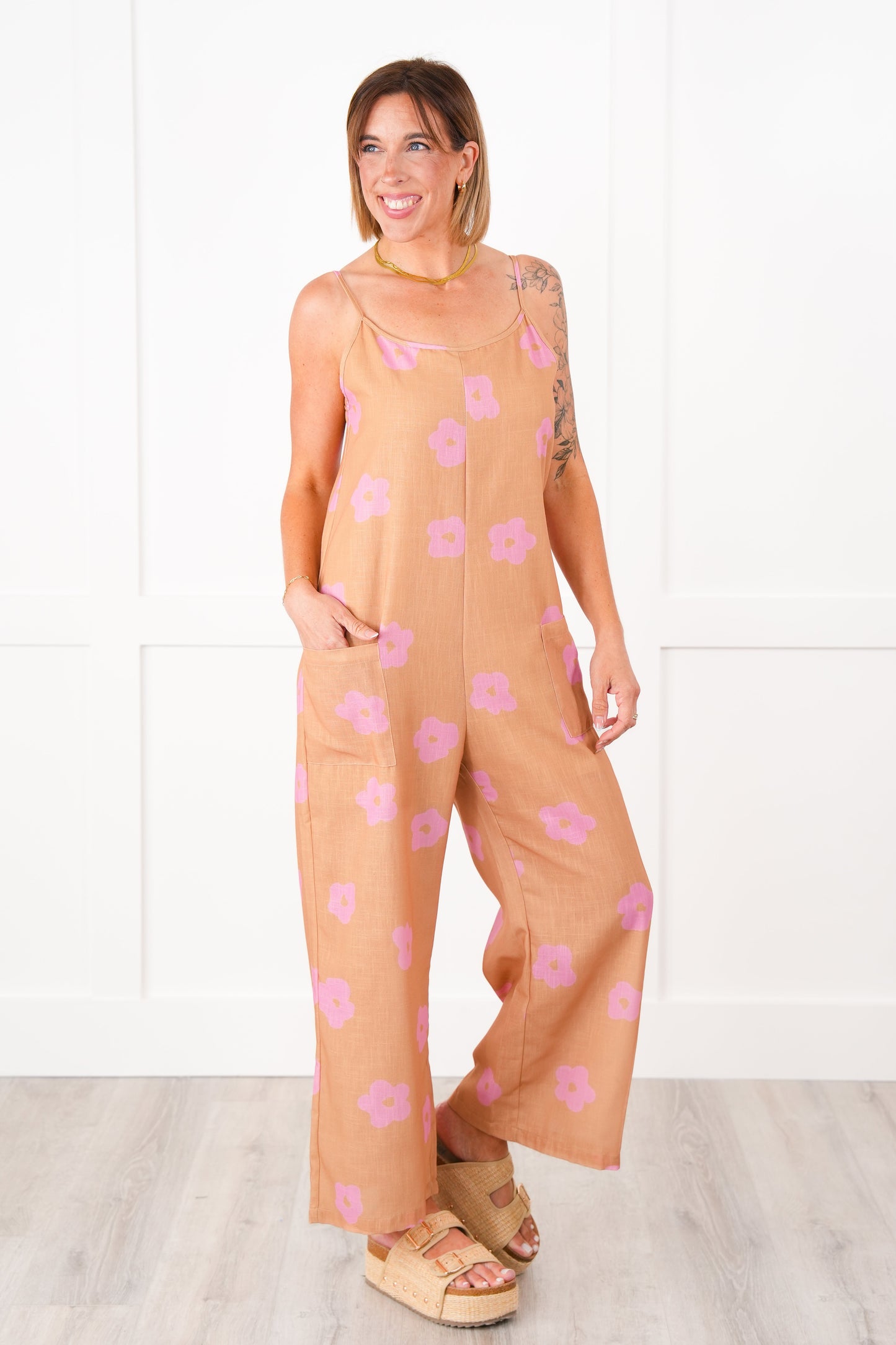 Retro Floral Sleeveless Jumpsuit (Multiple Colors)