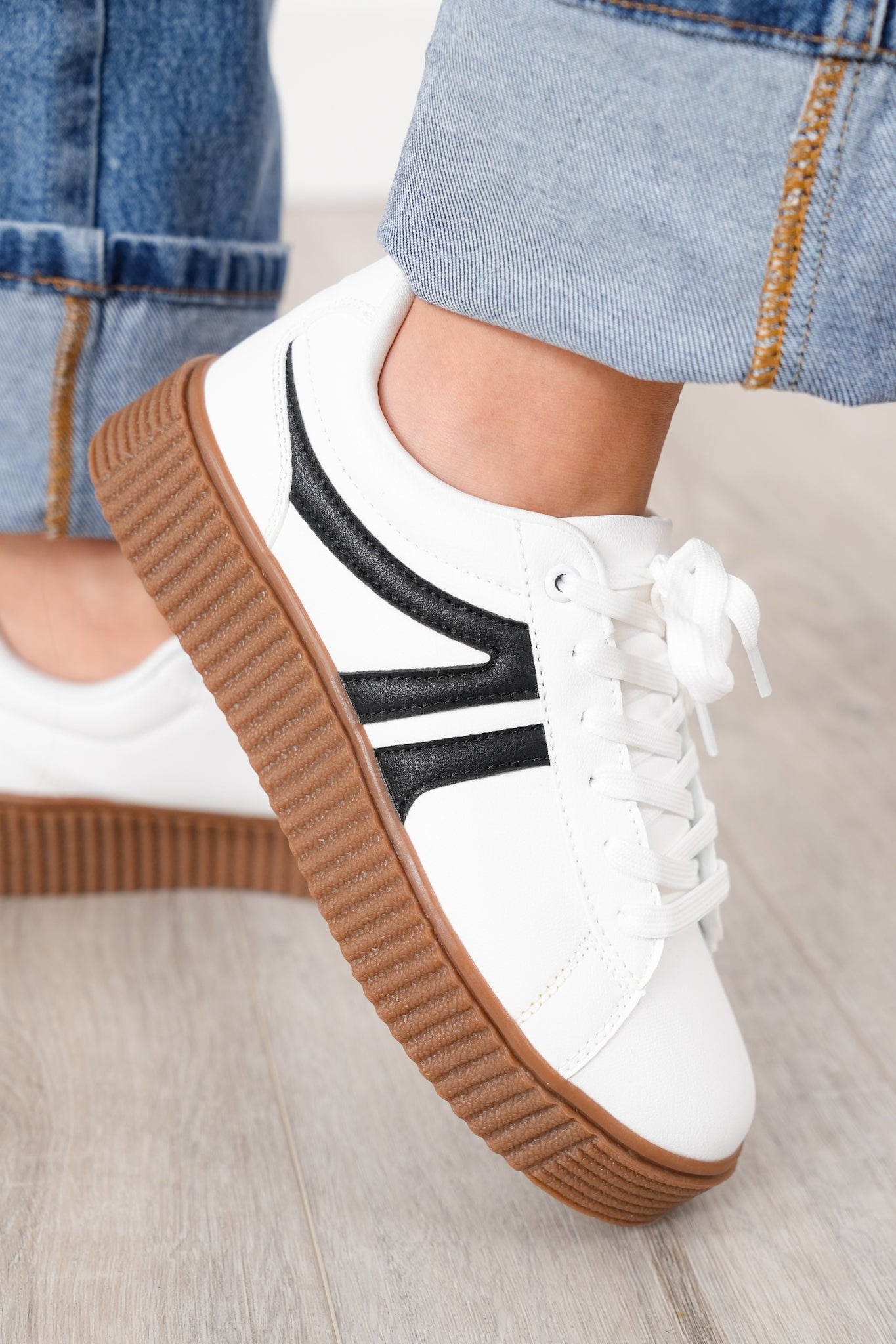 Low Top Platform Sneaker with Textured Sole