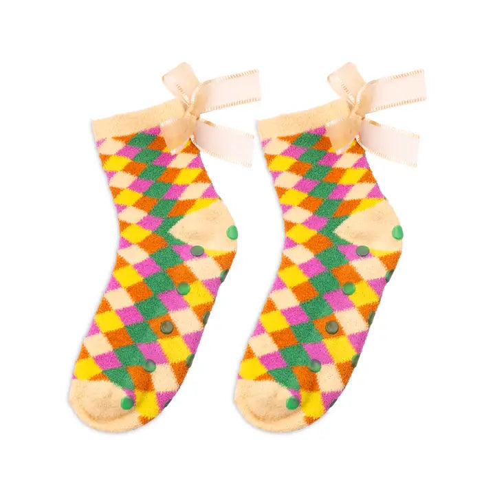 Cozy Checkered Grip Socks