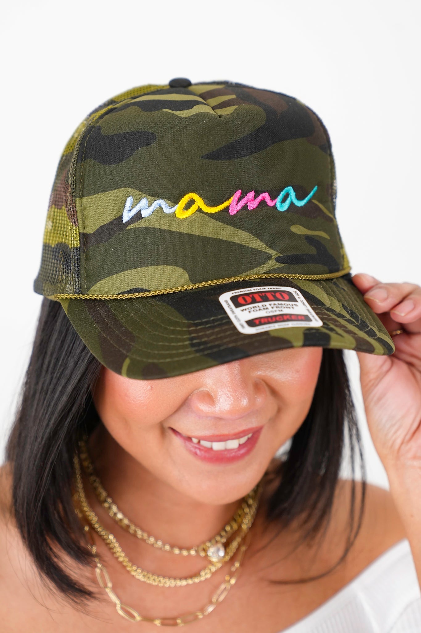 D&E Tees Camo Mama Embroidery Trucker Hat