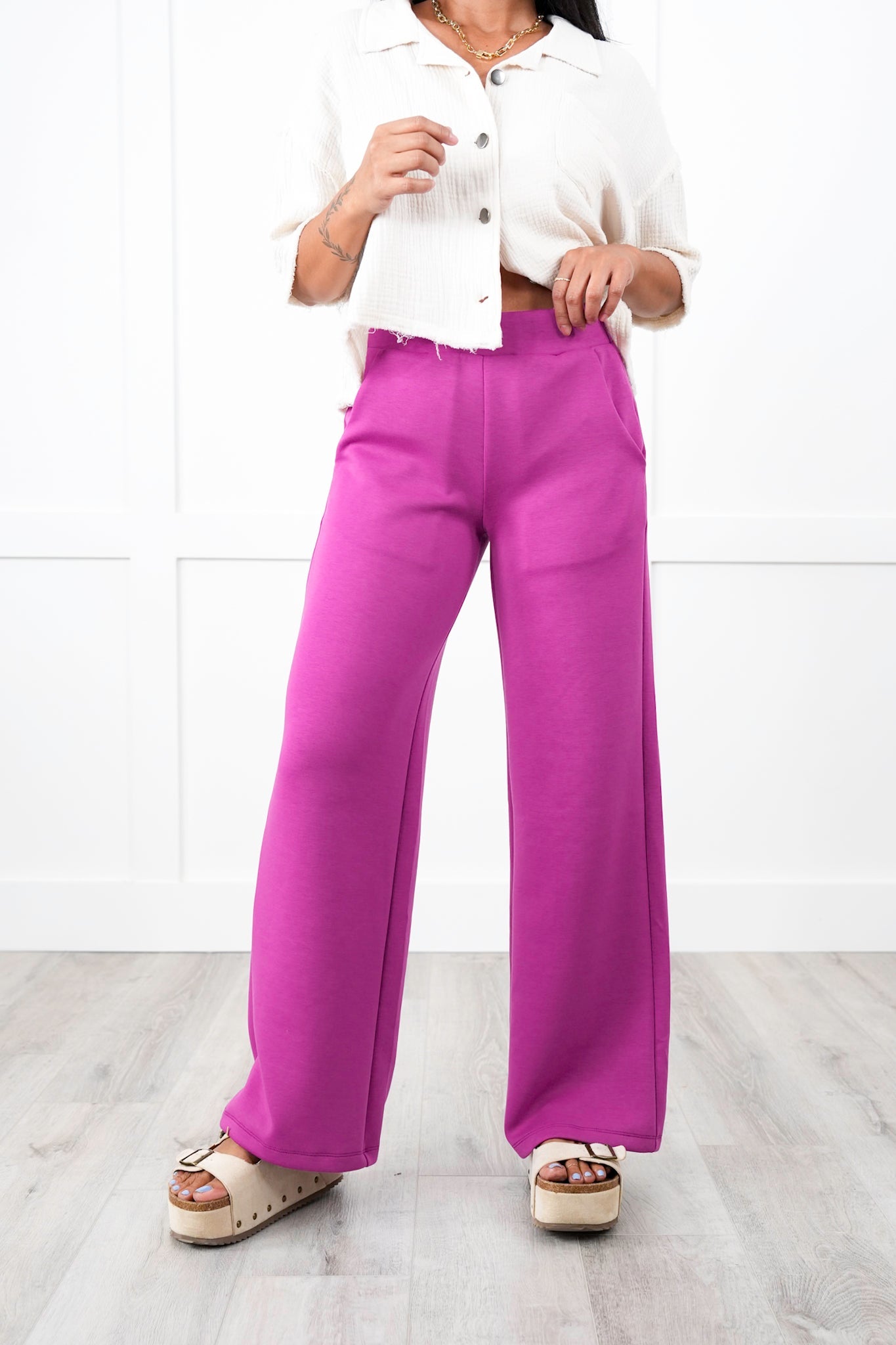 Door Buster!! Plus/Reg Solid Knit Straight Leg Pull On Pants