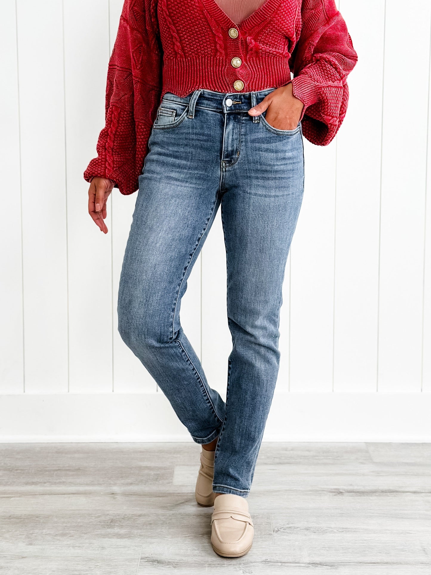 Judy Blue Friends Forever Medium Wash Mid Rise Classic Slim Fit Jeans