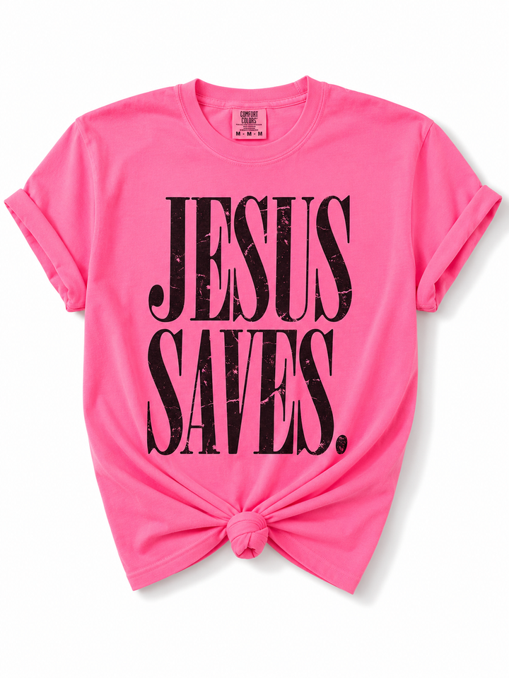 Plus/Reg Short Sleeve Jesus Saves Graphic Tee