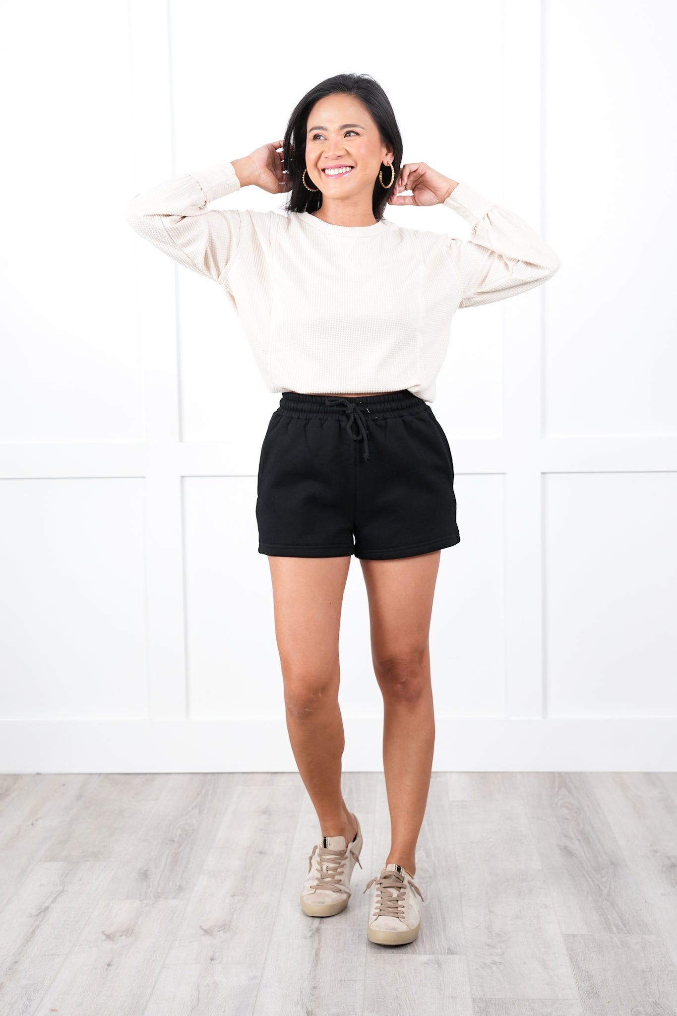 Plus/Reg Solid Elastic Waist Short with Side Pockets