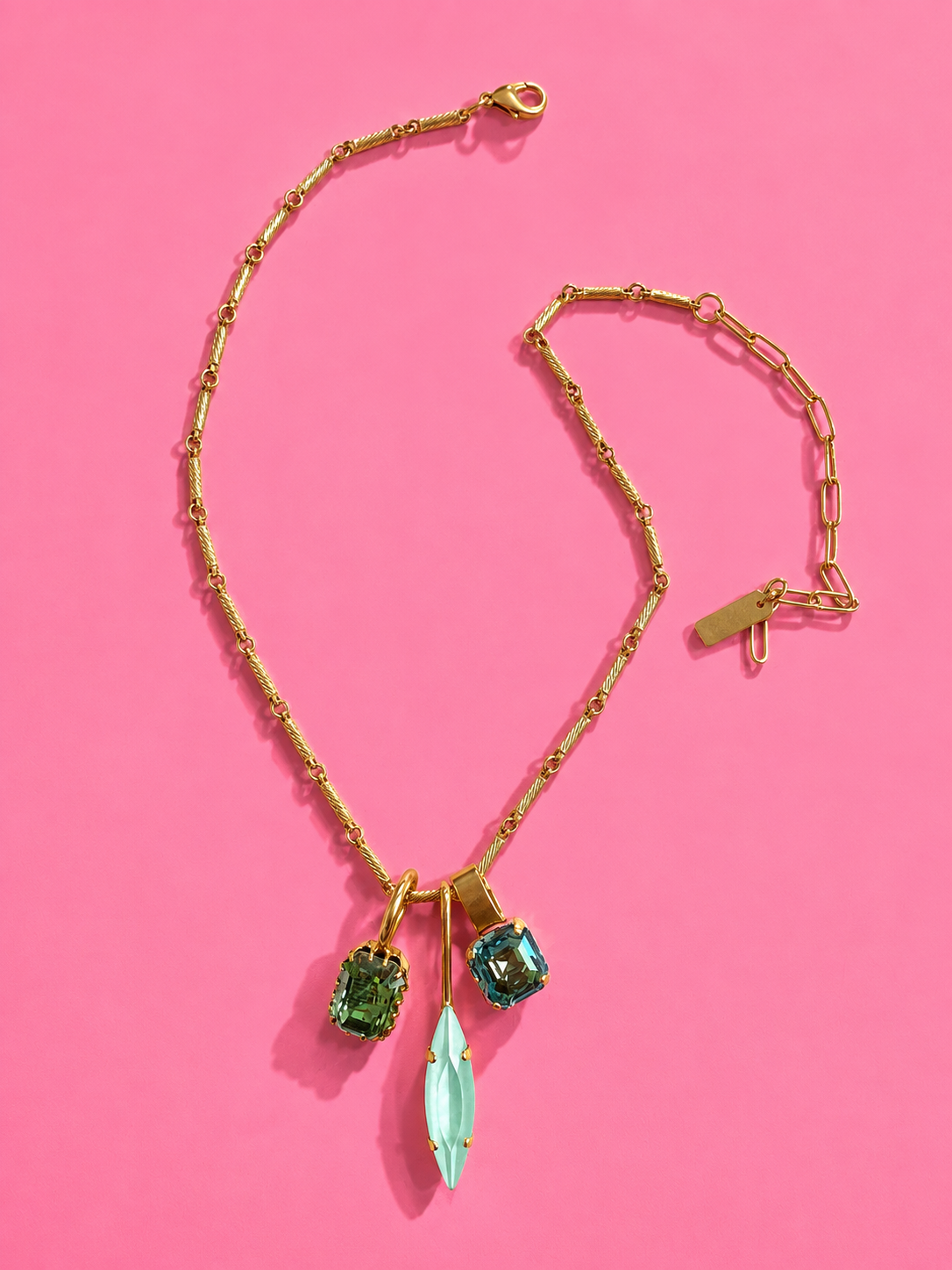 TOVA Patti Gold Plated Pendant Necklace In Ultra Mint