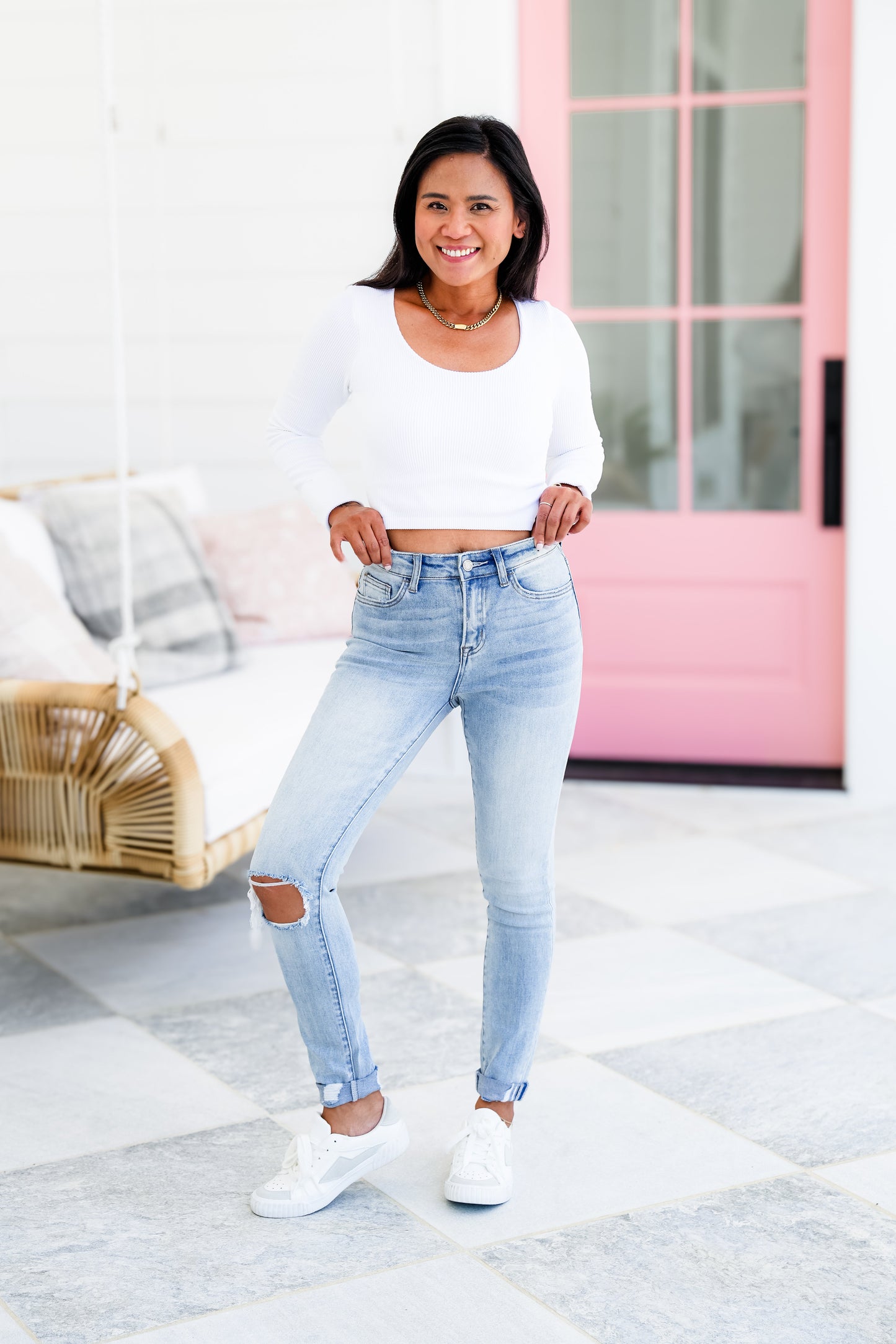 Vervet "Radmore" Mid Rise Slim Crop with Double Cuff