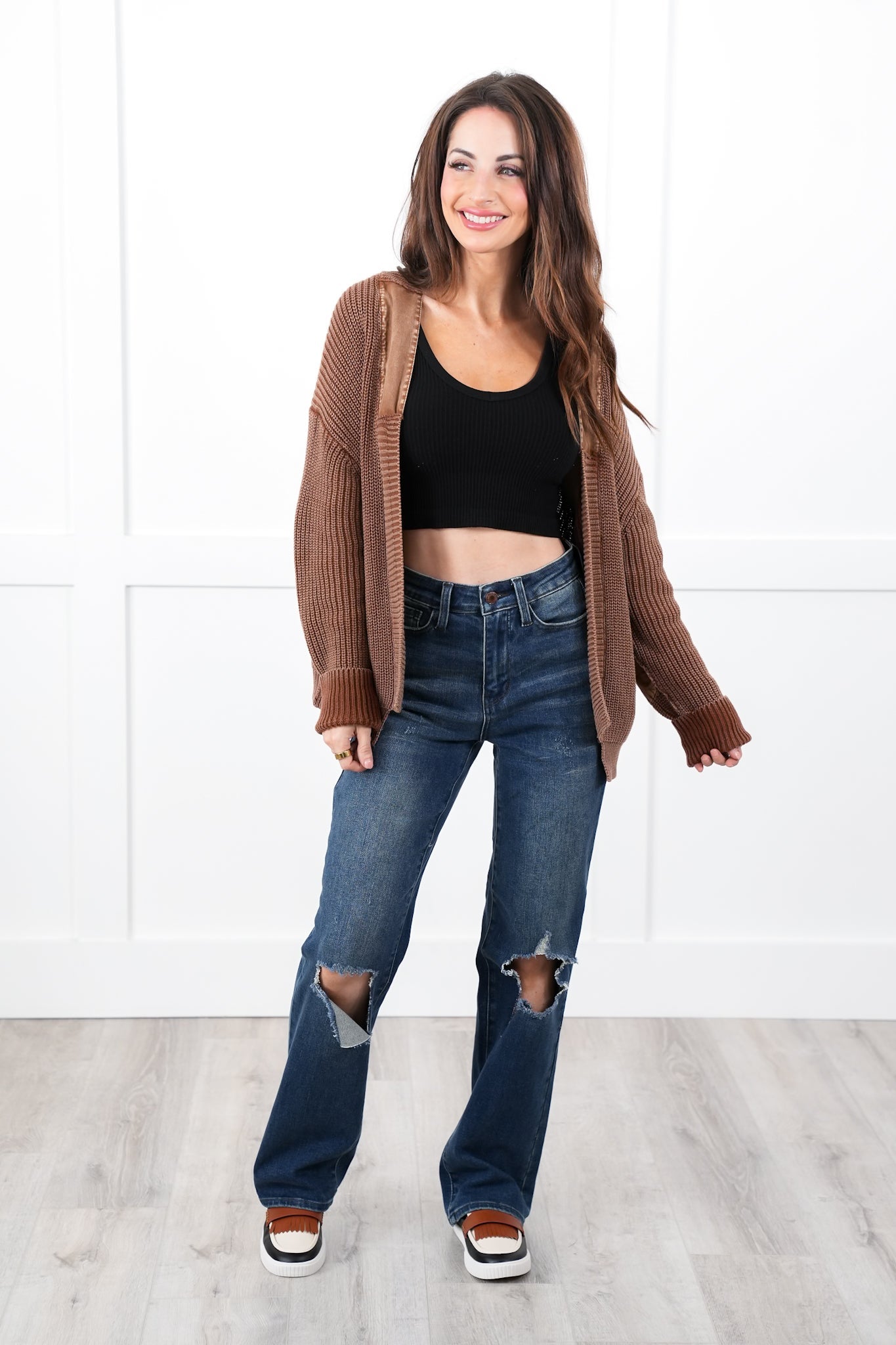Judy Blue High Rise Dark Wash Ripped Knee Dad Jeans