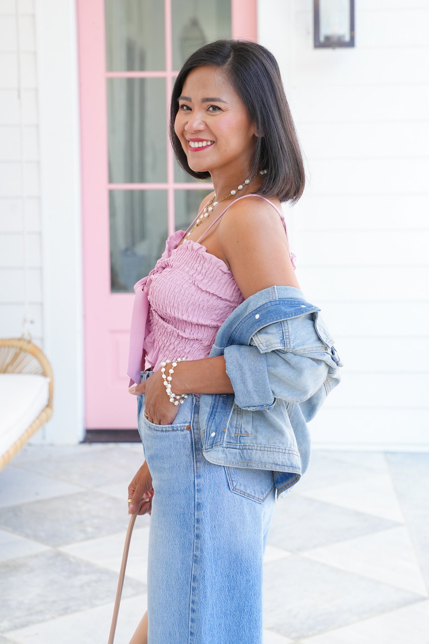 Smocked Top with Front Tie Detail