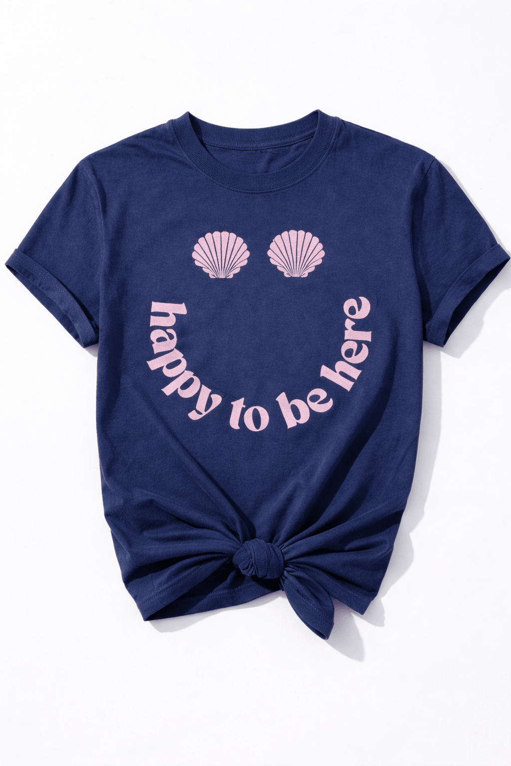 Plus/Reg Short Sleeve "Happy To Be Here" Graphic Tee - Freckled Poppy