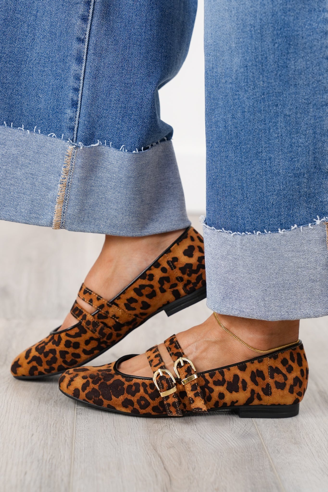 MIA Leopard Flat Sandal with Adjustable Buckle Straps