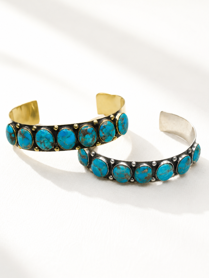 BOHO SOL Turquoise Oval Stone Cuff