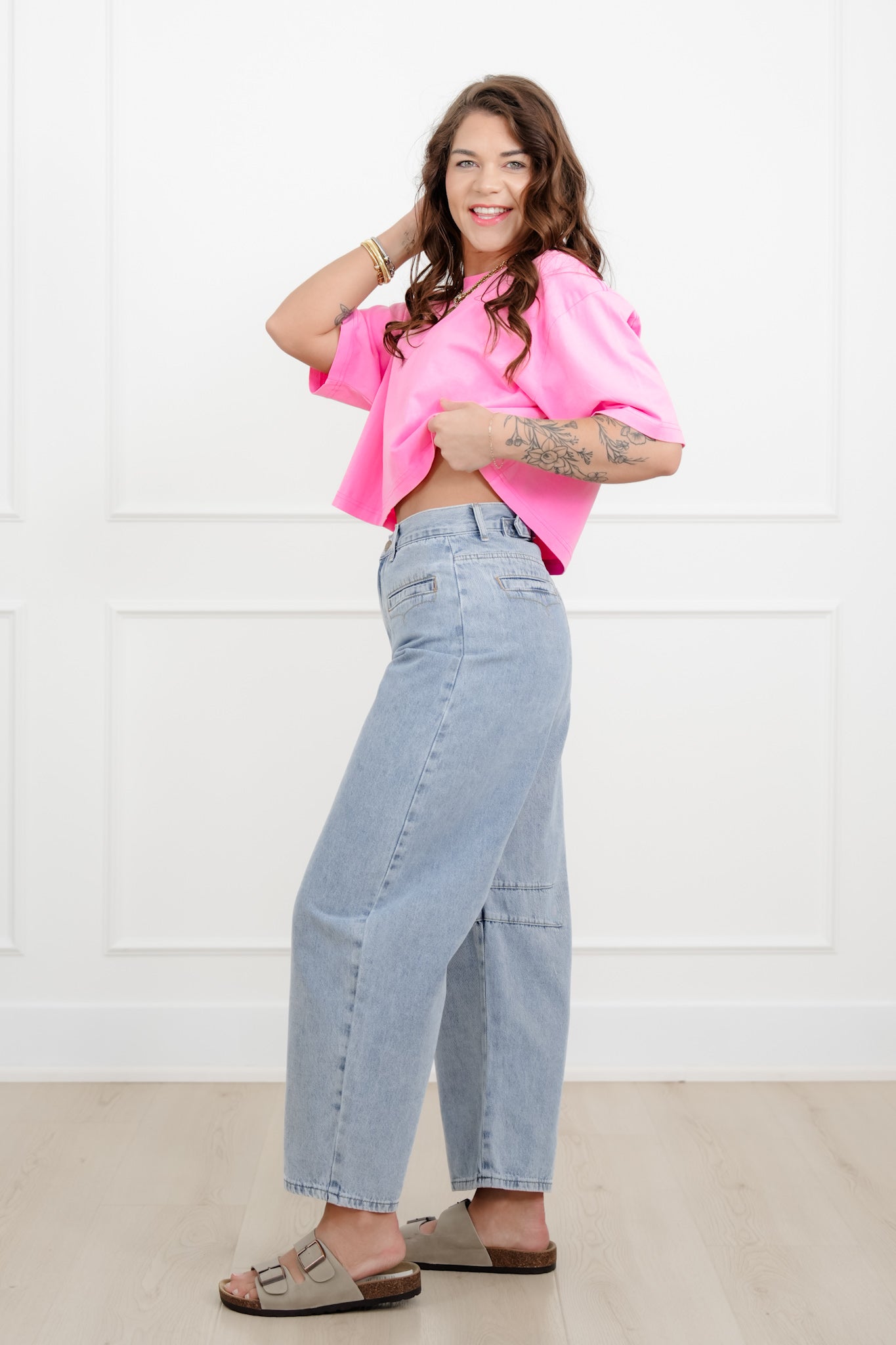 Light Wash High Rise Barrel Jeans