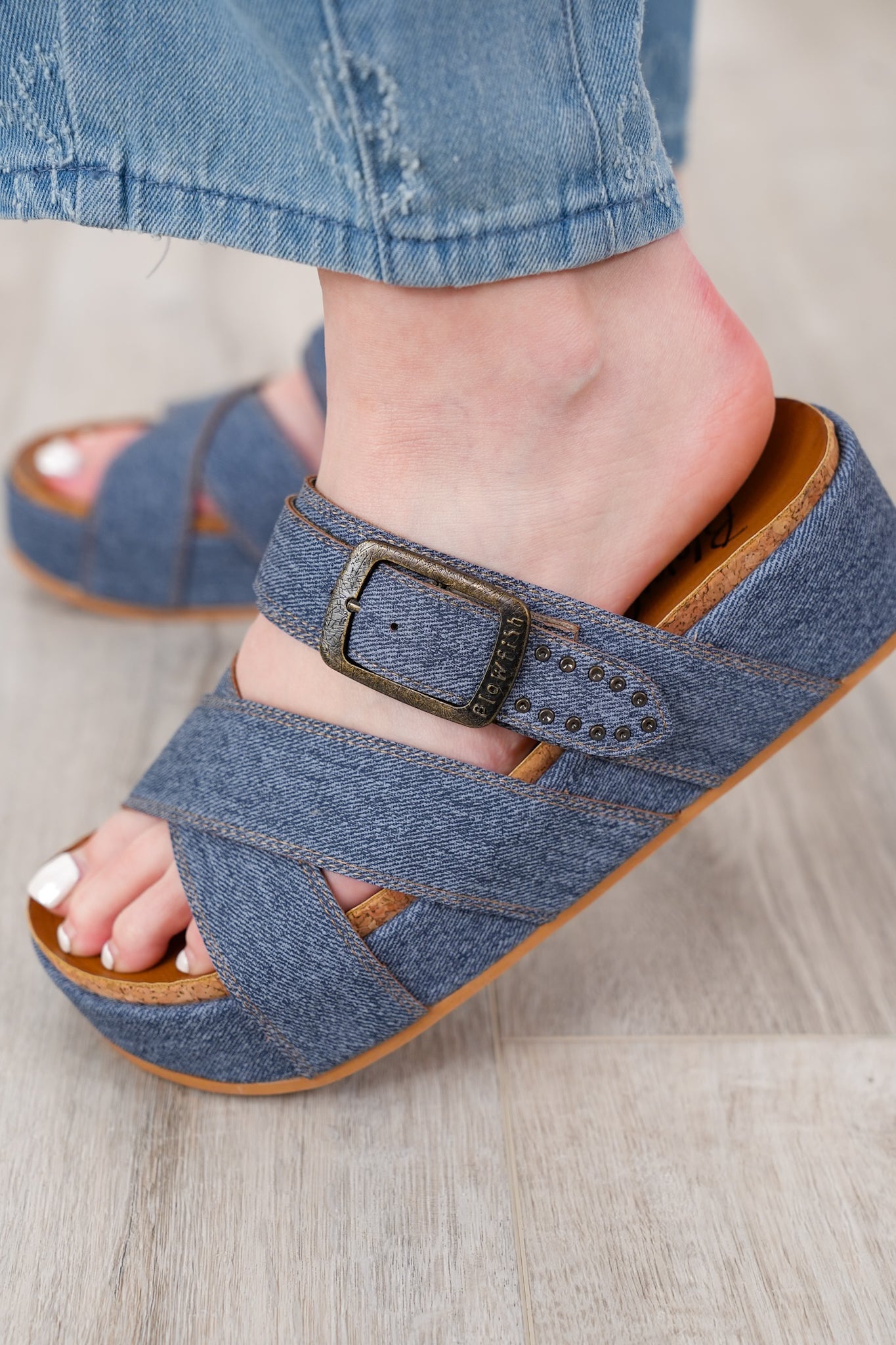 Restock! Blowfish Platform Slide Sandal with Wide Crisscross Straps