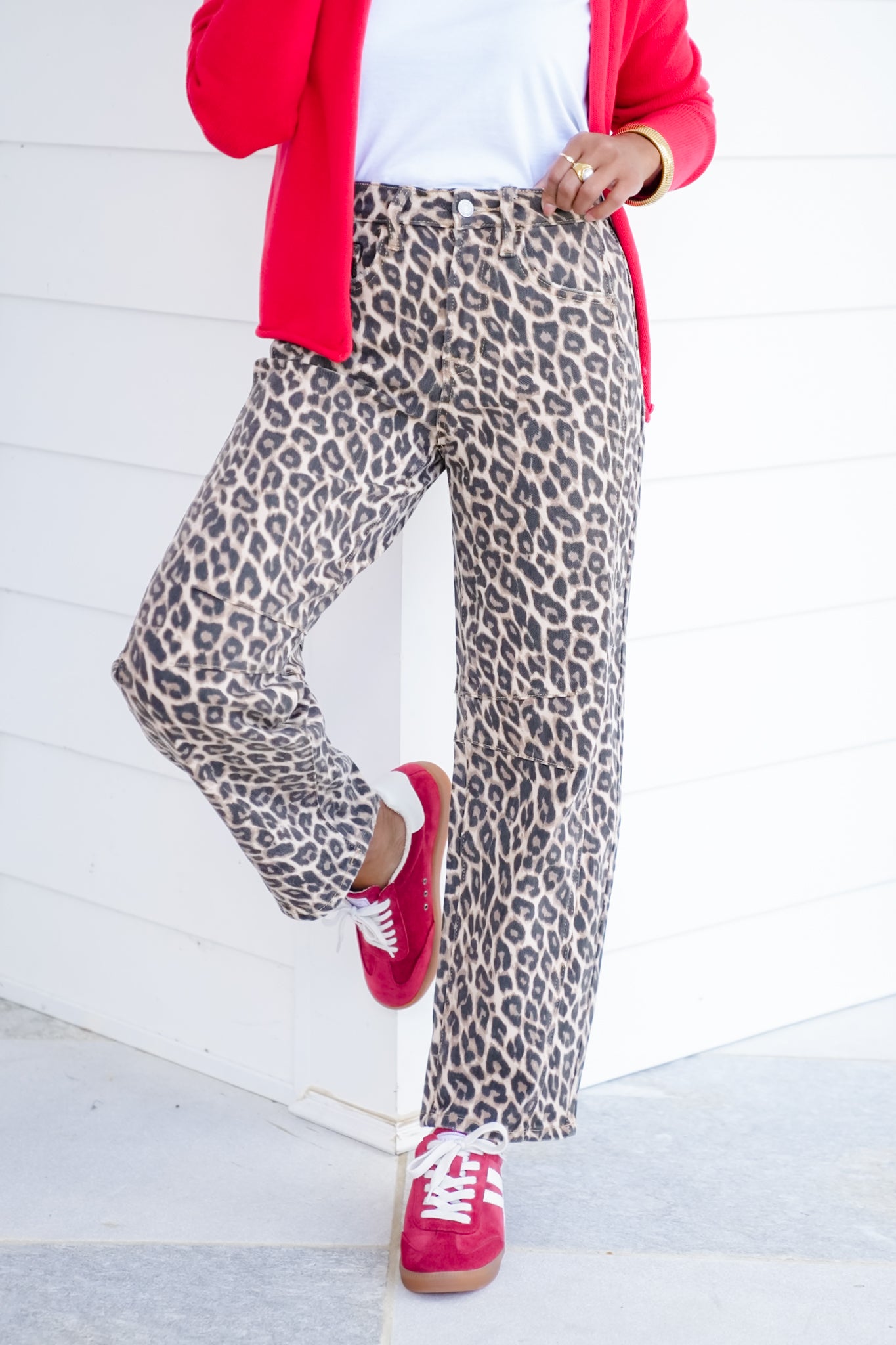 Vervet High Rise Leopard Barrel Jeans