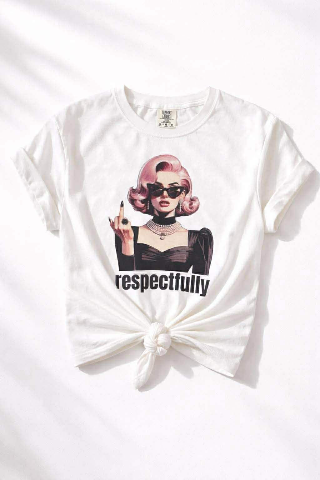 Plus/Reg Short Sleeve "Respectfully" Graphic Tee - Freckled Poppy
