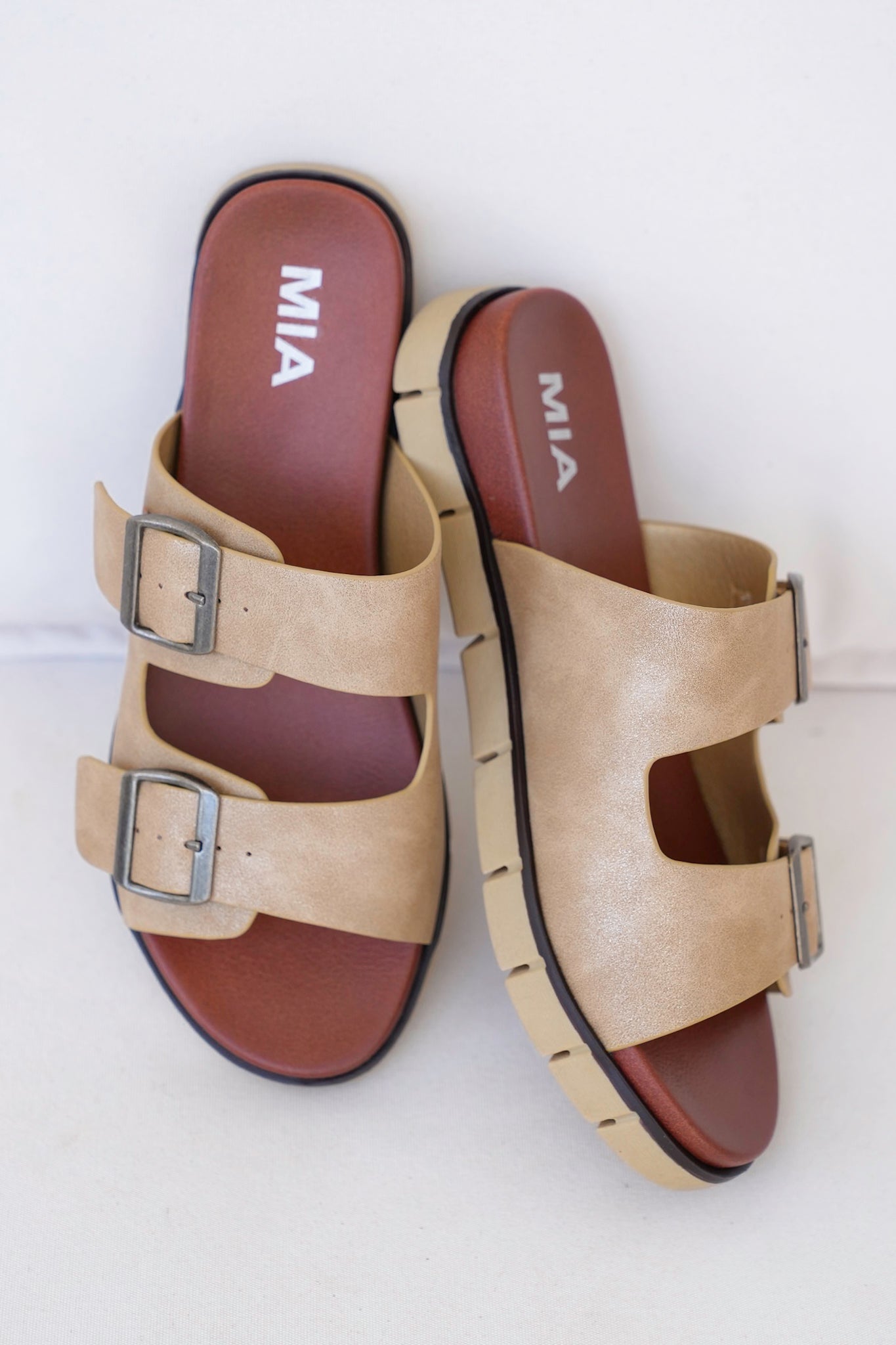 MIA Adjustable Double Buckle Slip On Sandal