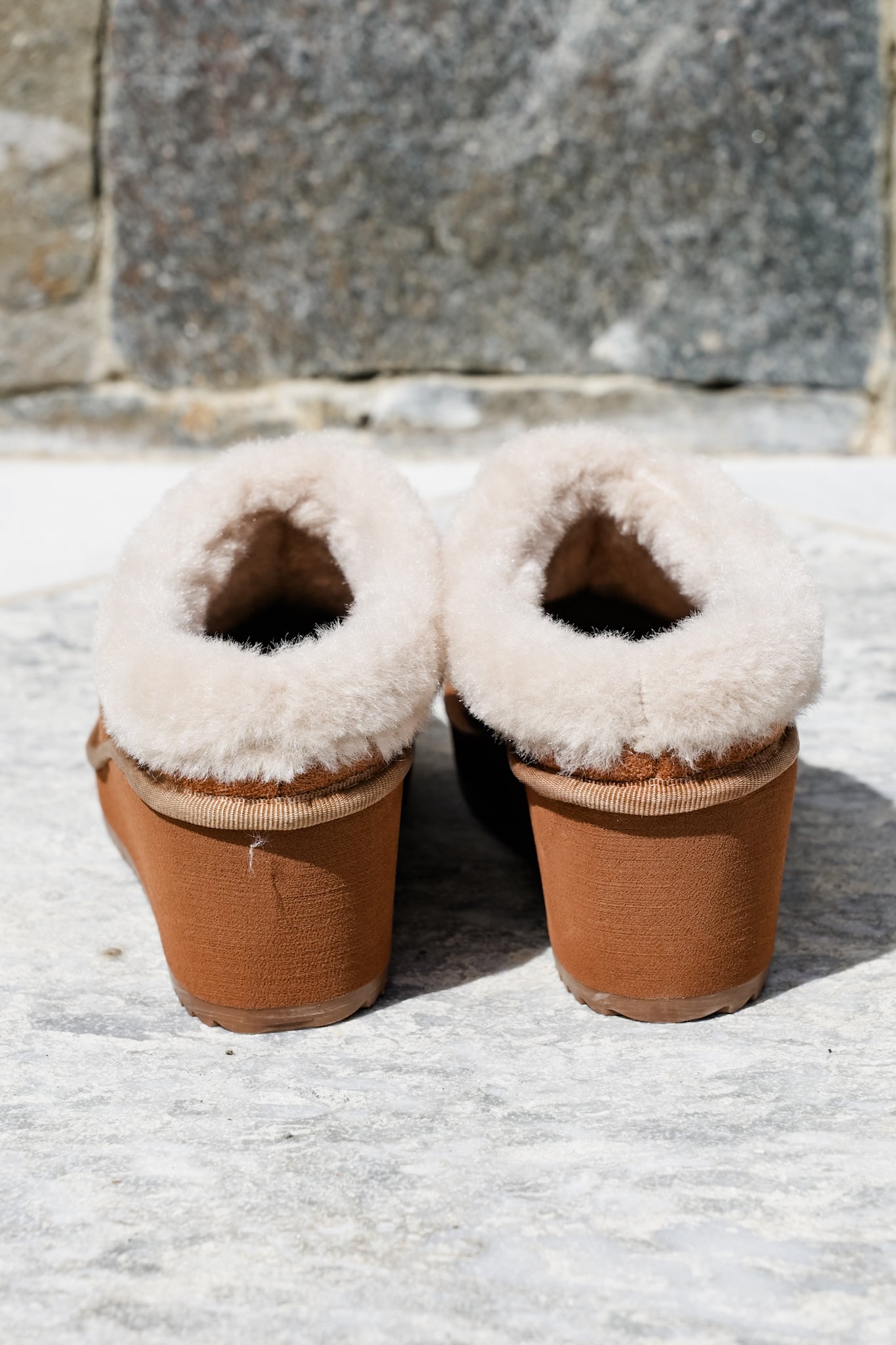 Corky's "Easy Going" Cozy Vegan Suede Wedge Mule Slippers with Fleece Lining