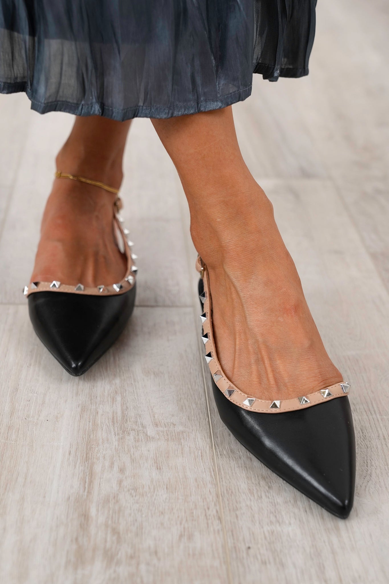 Restock! Studded Slingback Flat with Adjustable Ankle Strap