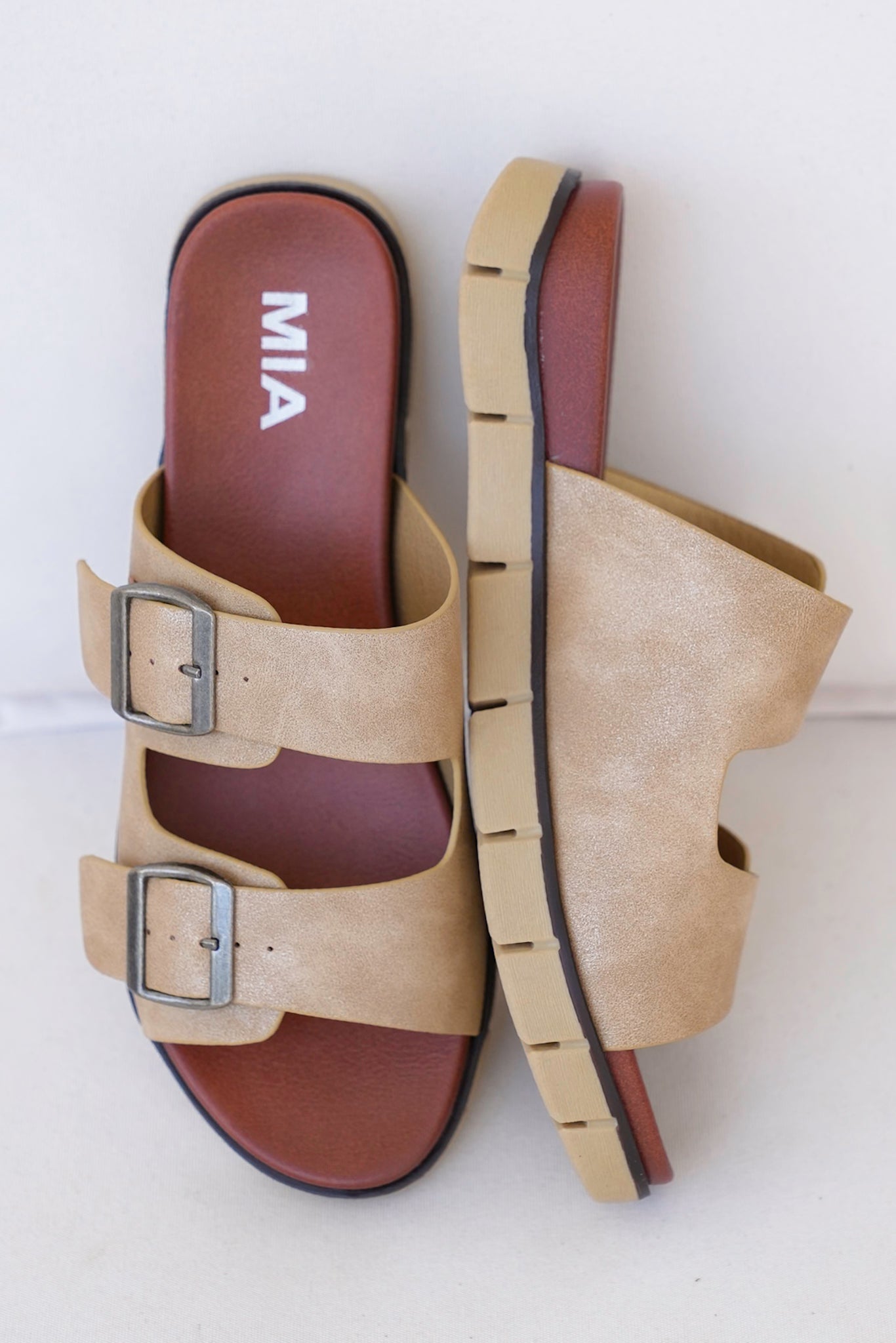 MIA Adjustable Double Buckle Slip On Sandal
