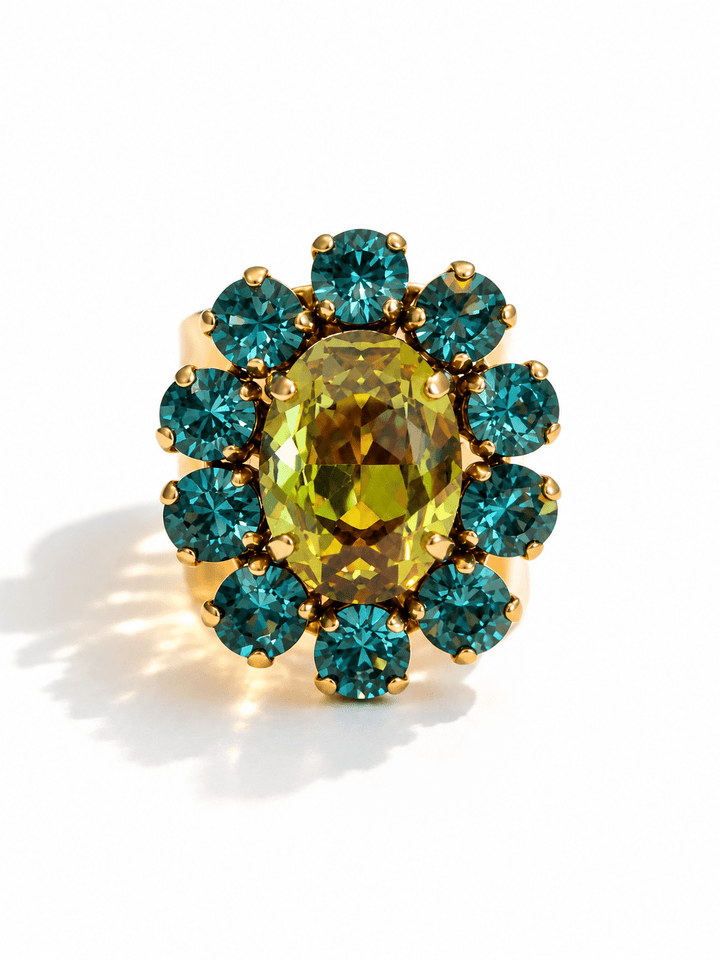 TOVA Edith Crystal Oval Ring - Freckled Poppy