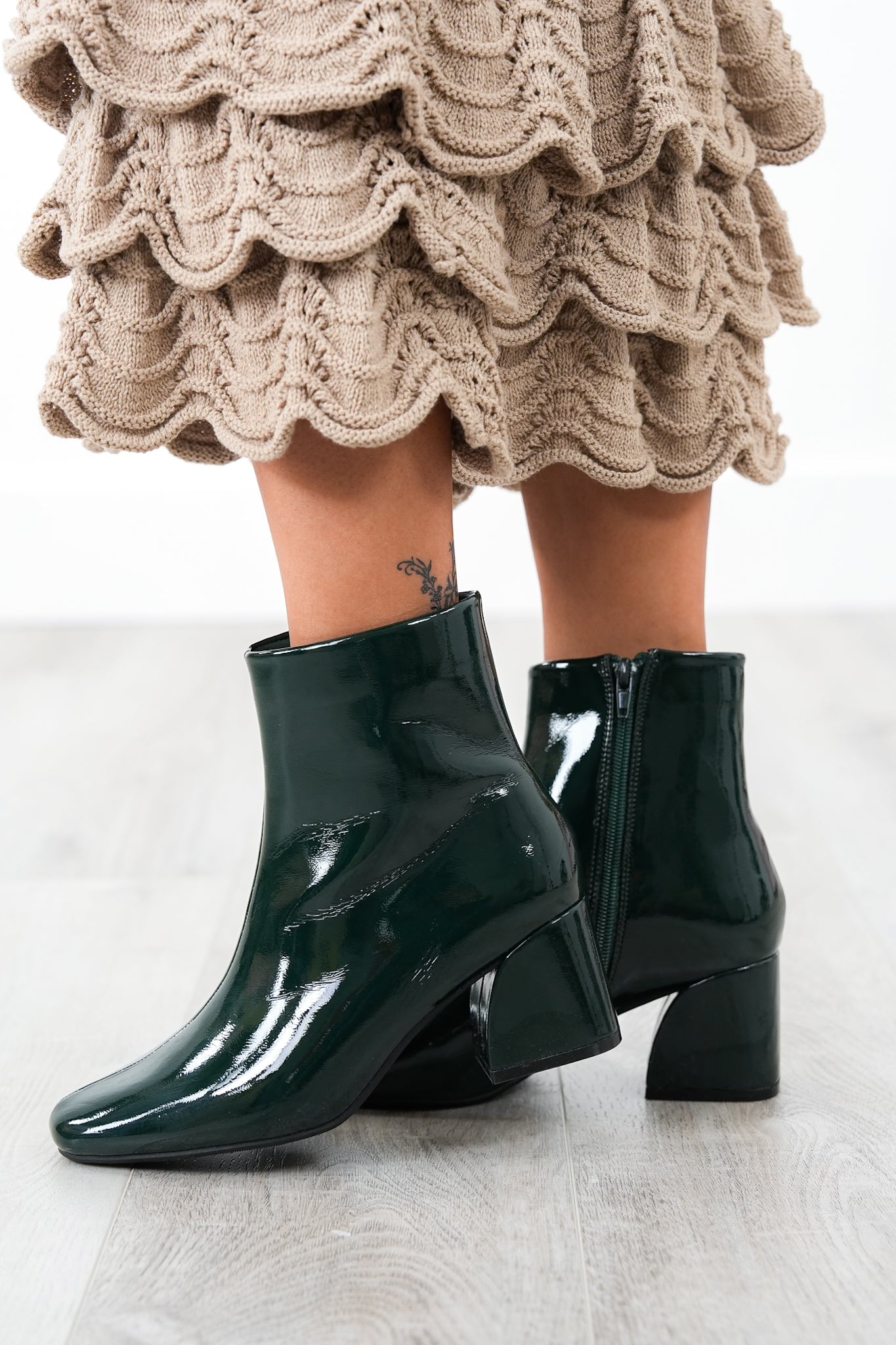 Glossy Block Heel Ankle Bootie (Multiple Colors)
