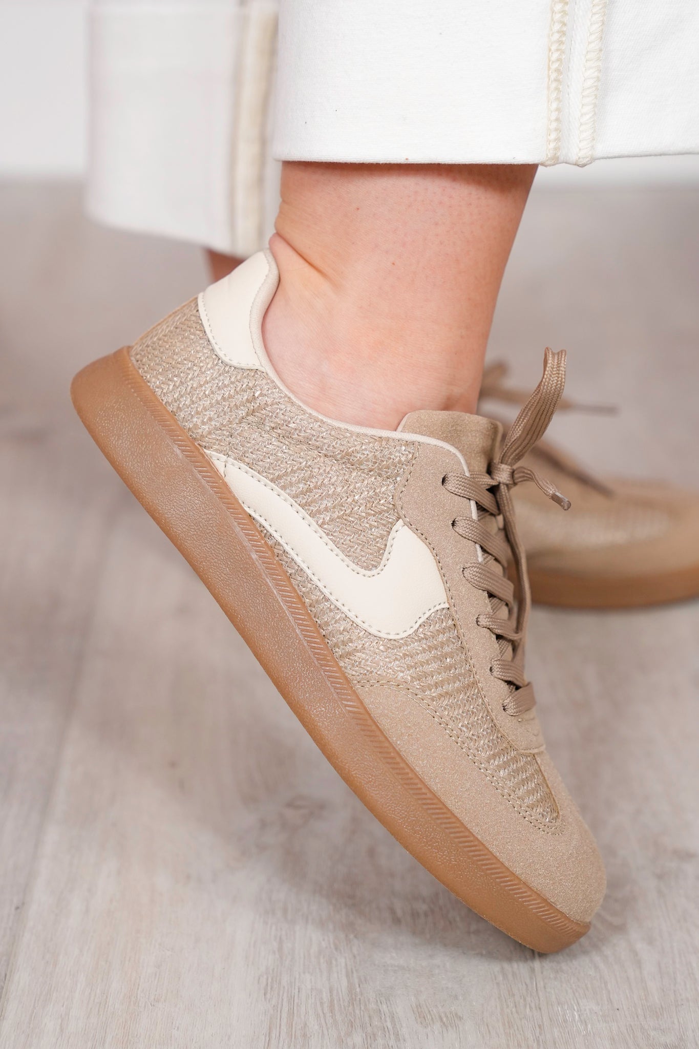 Raffia Lace Up Sneakers