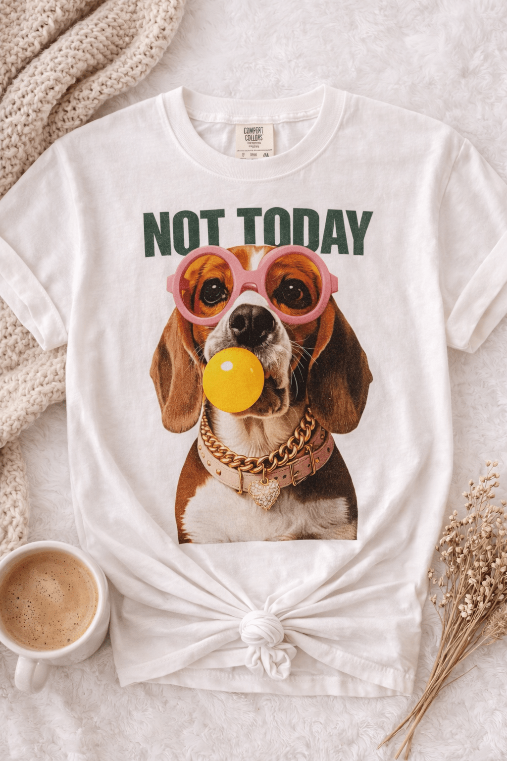 Plus/Reg Short Sleeve "Not Today" Graphic Tee - Freckled Poppy