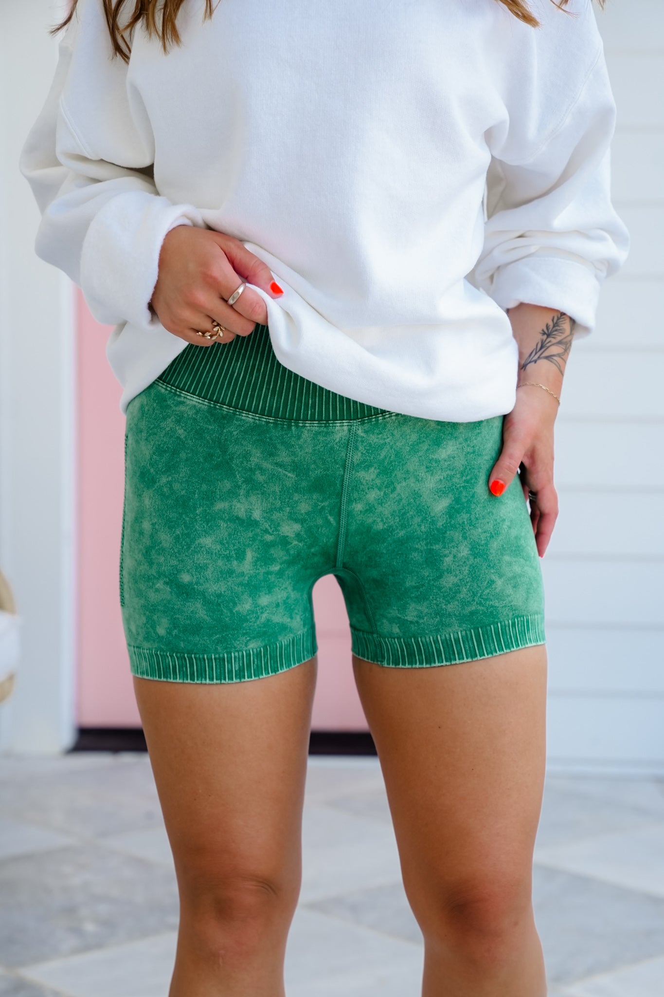 Restock!! Door Buster! Zenana Seamless High Waisted Stone Washed Shorts
