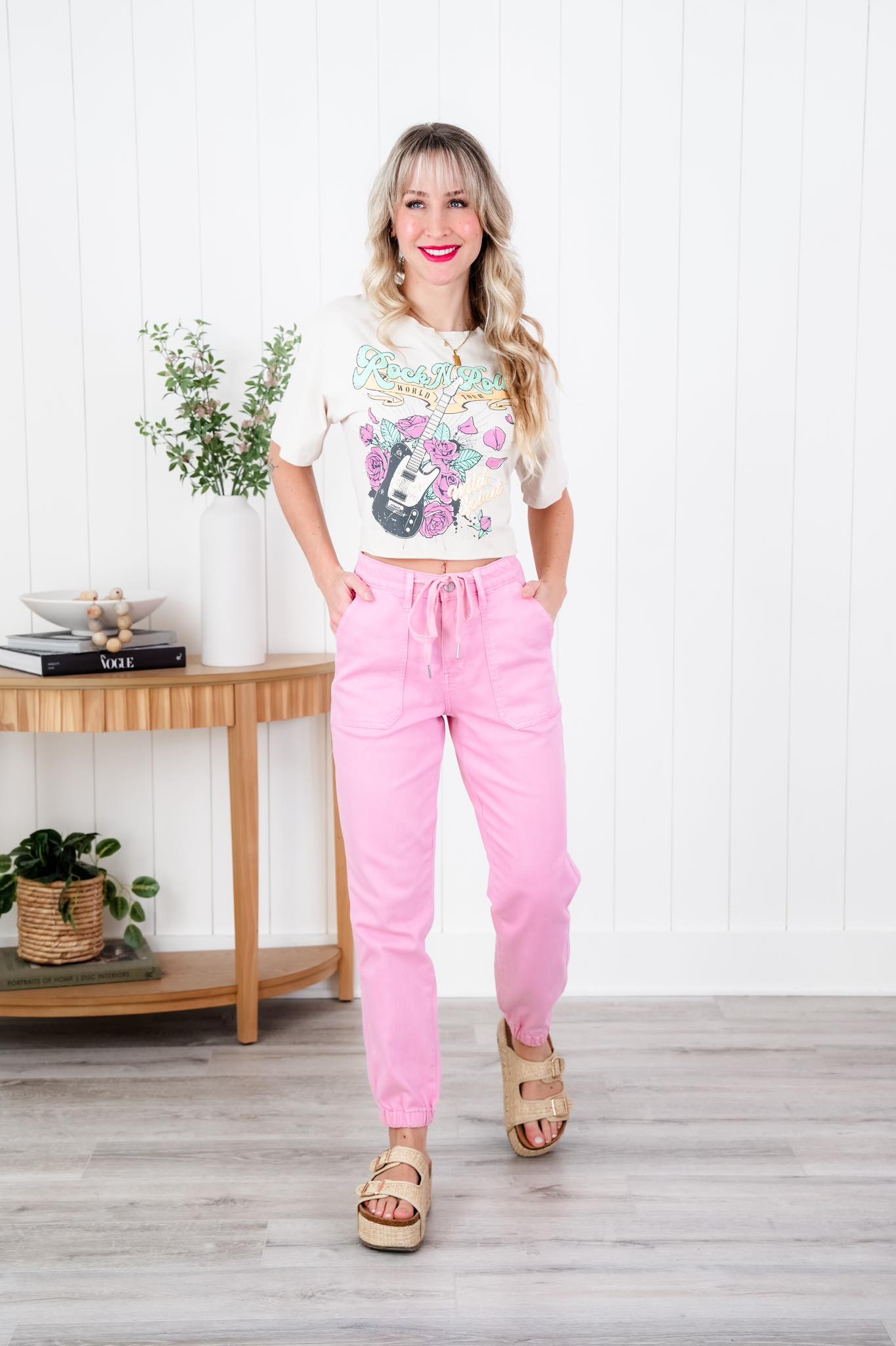 Judy Blue Airplane Mode High Rise Light Pink Jogger
